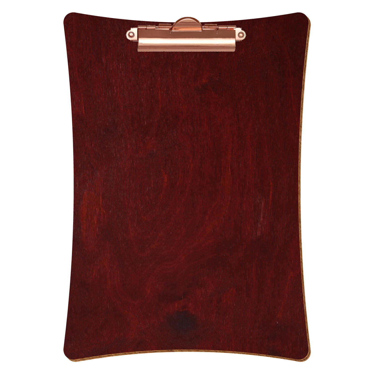 Bütic Holz-Klemmbrett konkav -Farbe Mahagoni- A4 hochkant mit roségoldener Zahnklemme