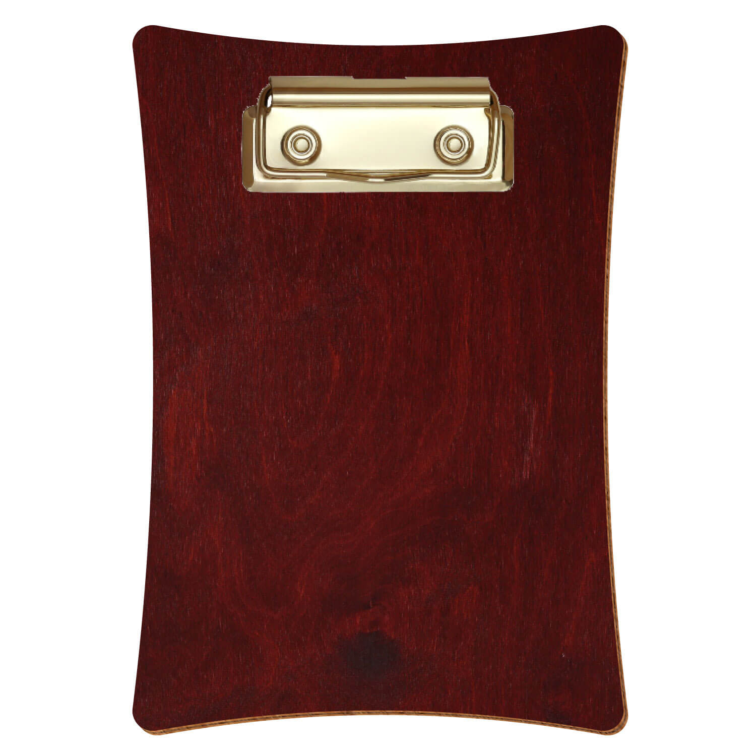 Bütic Holz-Klemmbrett konkav -Farbe Mahagoni- A6 hochkant mit goldener Bügelklemme