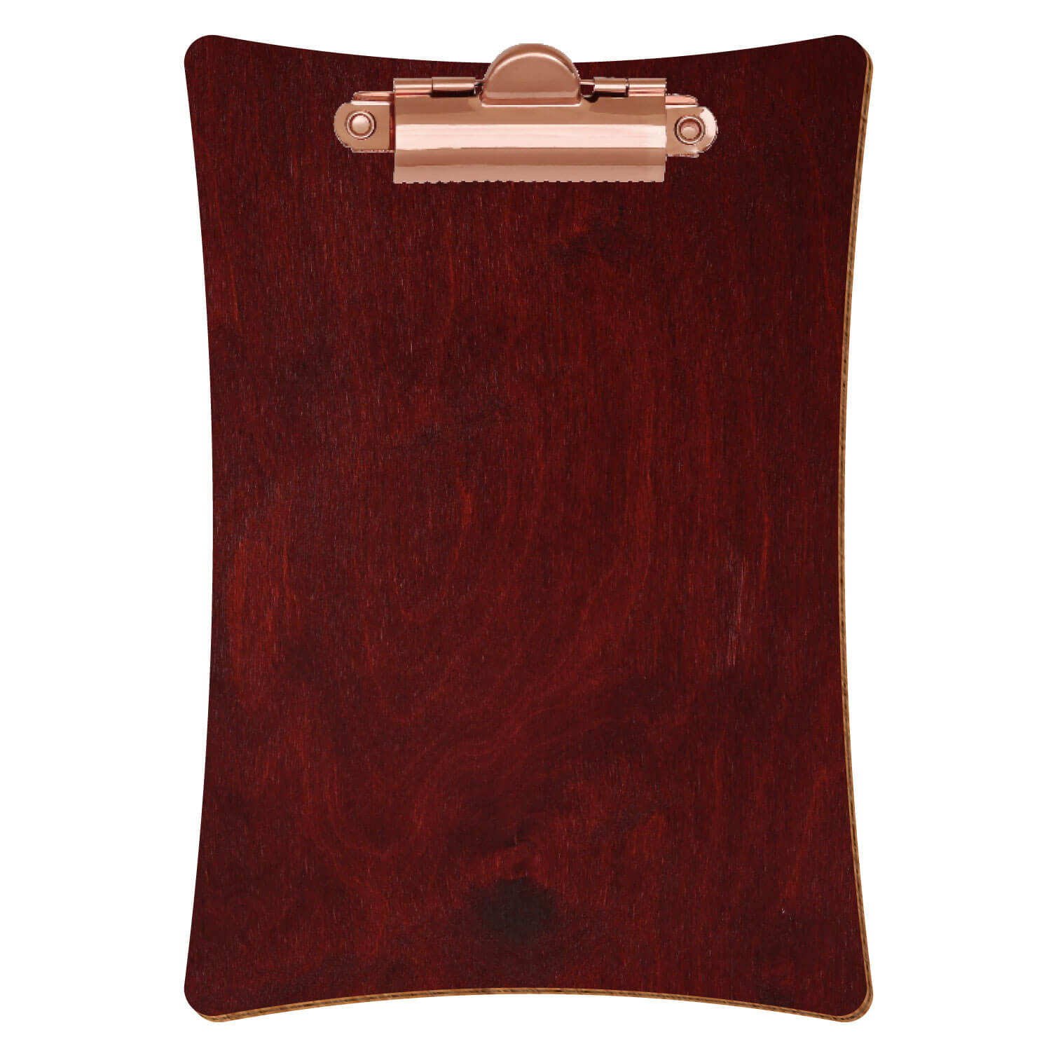 Bütic Holz-Klemmbrett konkav -Farbe Mahagoni- A6 hochkant mit roségoldener Zahnklemme