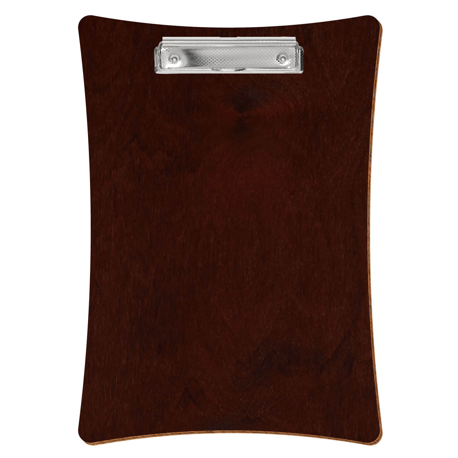 Bütic Holz-Klemmbrett konkav -Farbe Nussbaum dunkel- A4 hochkant mit carbon-silberner Bügelklemme
