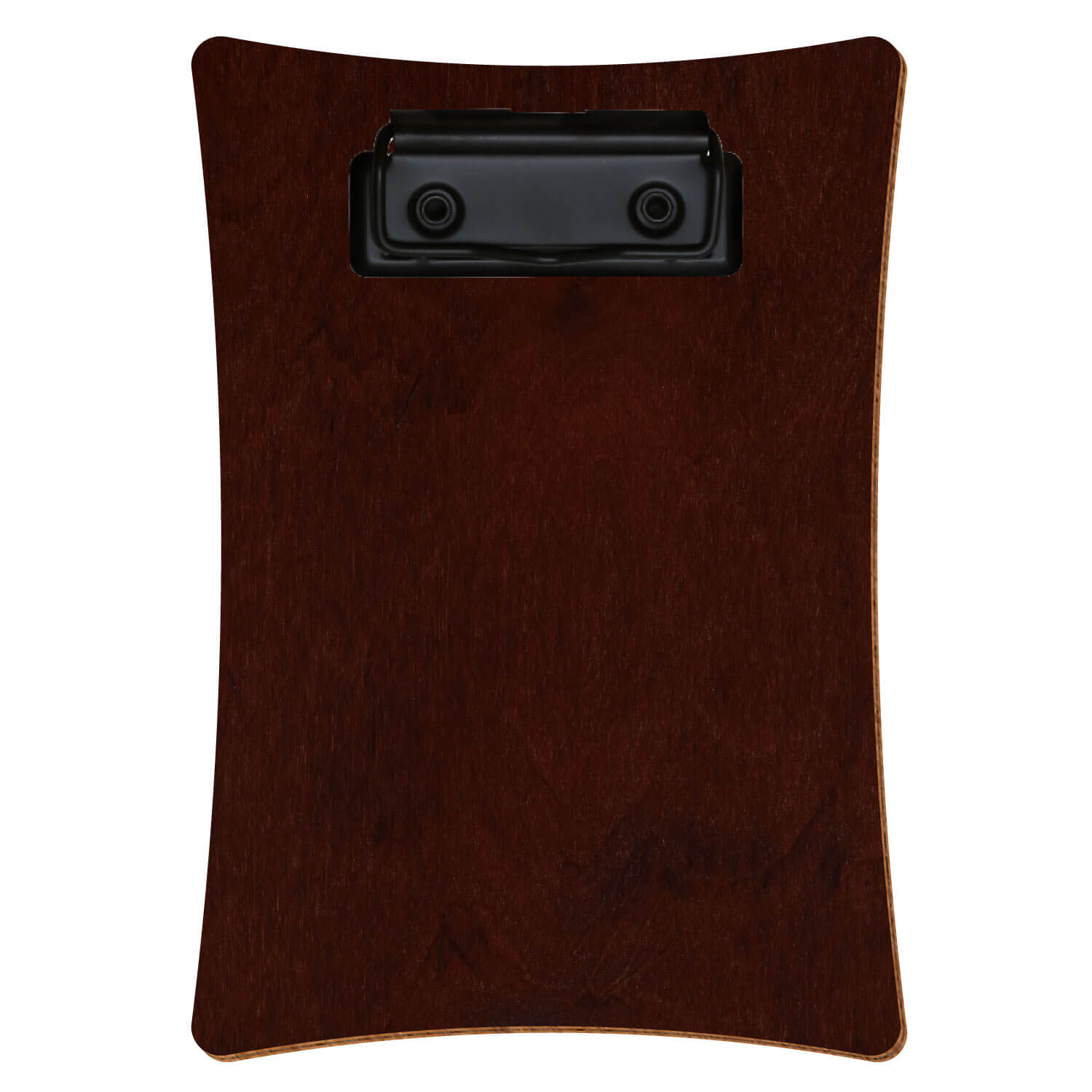 Bütic Holz-Klemmbrett konkav -Farbe Nussbaum dunkel- A6 hochkant mit schwarzer Bügelklemme