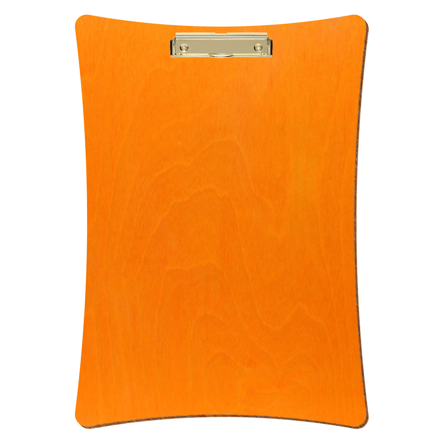 Bütic Holz-Klemmbrett konkav -orange- A3 hochkant mit goldener Bügelklemme