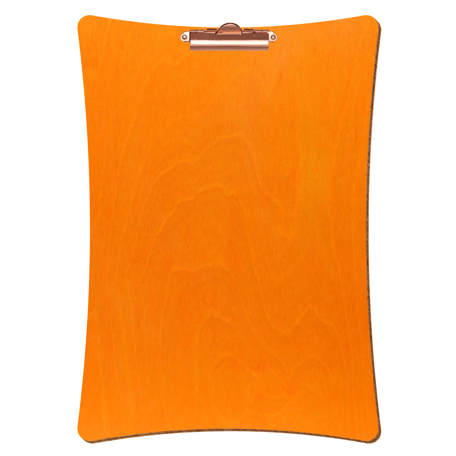 Bütic Holz-Klemmbrett konkav -orange- A3 hochkant mit roségoldener Zahnklemme