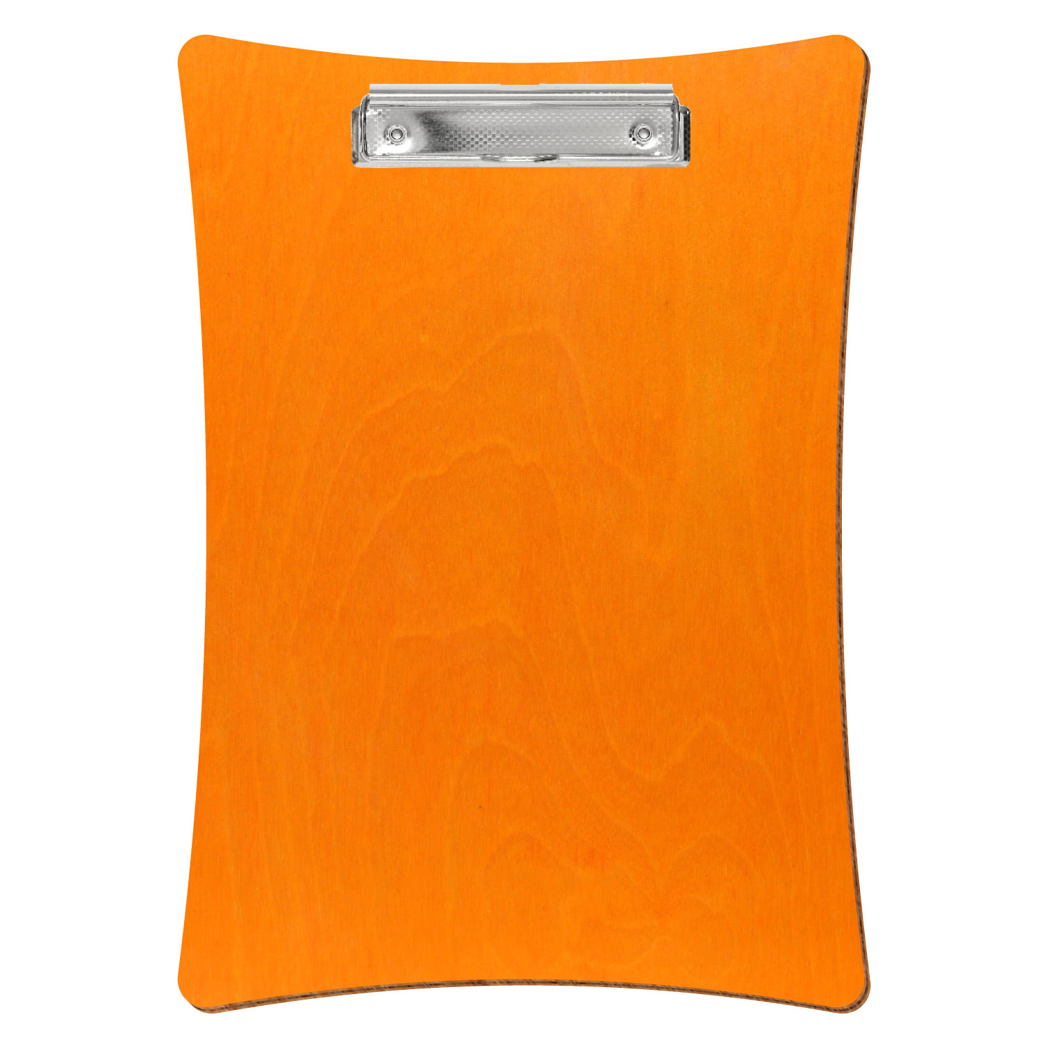 Bütic Holz-Klemmbrett konkav -orange- A4 hochkant mit carbon-silberner Bügelklemme