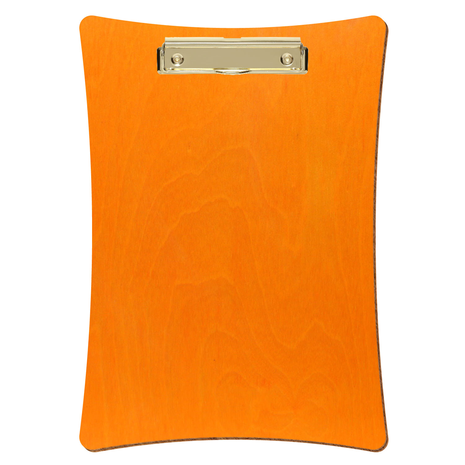 Bütic Holz-Klemmbrett konkav -orange- A4 hochkant mit goldener Bügelklemme