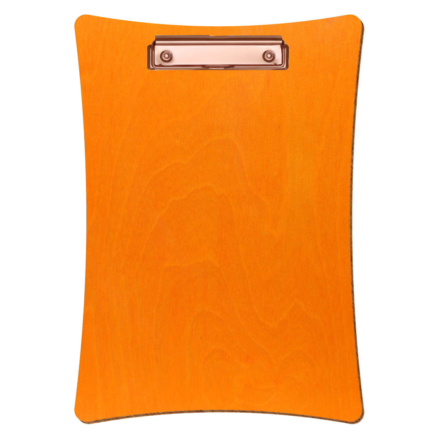 Bütic Holz-Klemmbrett konkav -orange- A4 hochkant mit roségoldener Bügelklemme