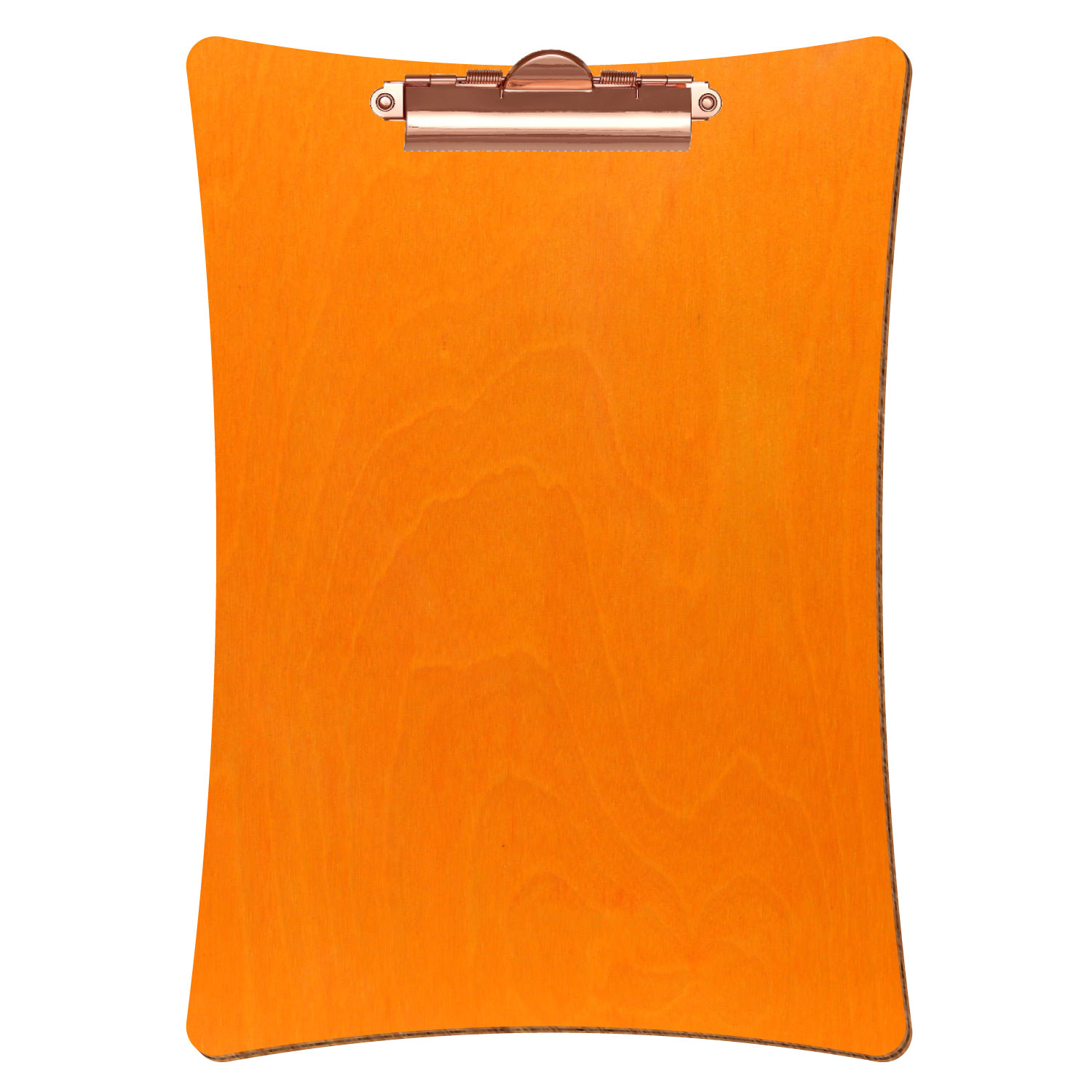 Bütic Holz-Klemmbrett konkav -orange- A4 hochkant mit roségoldener Zahnklemme