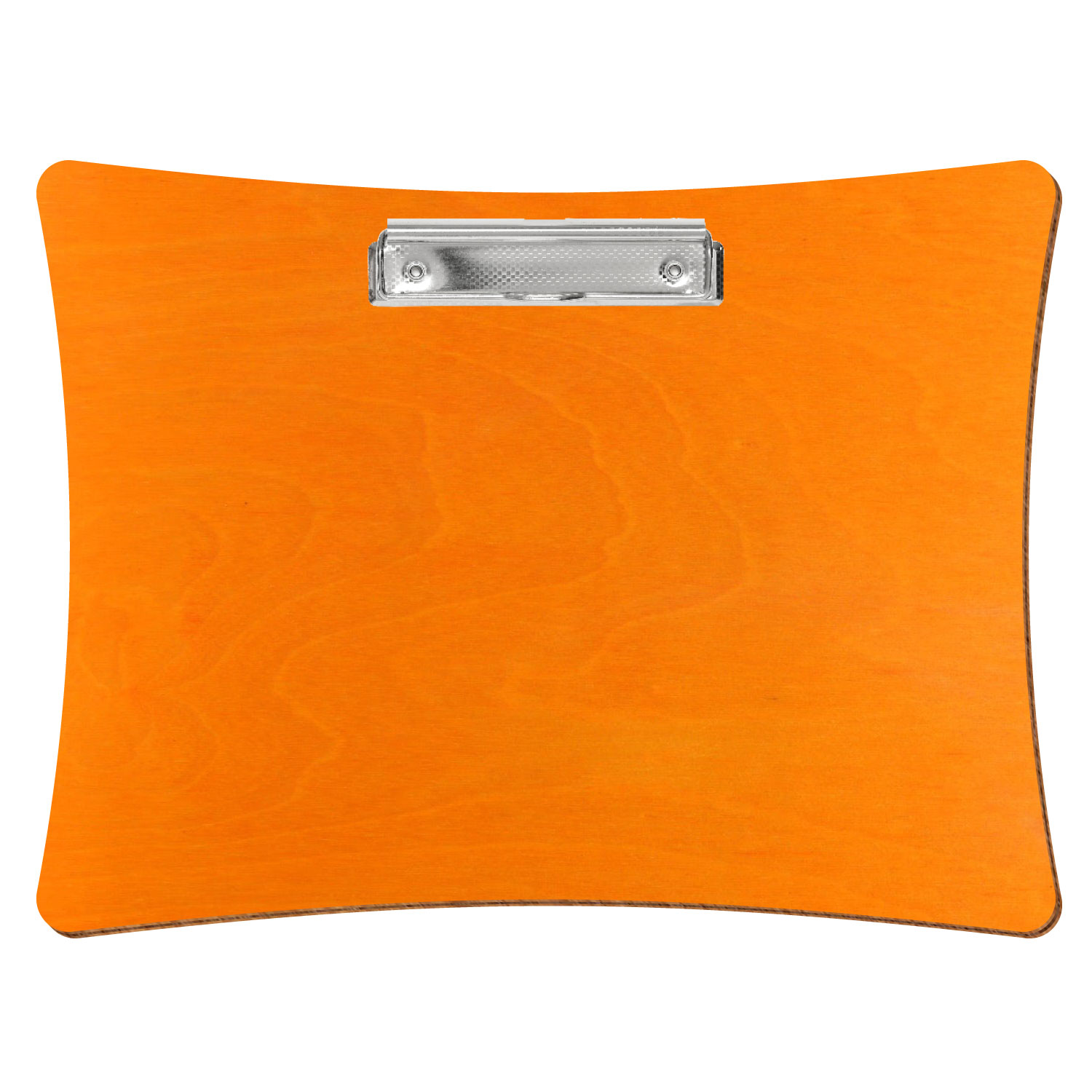 Bütic Holz-Klemmbrett konkav -orange- A4 querkant mit carbon-silberner Bügelklemme