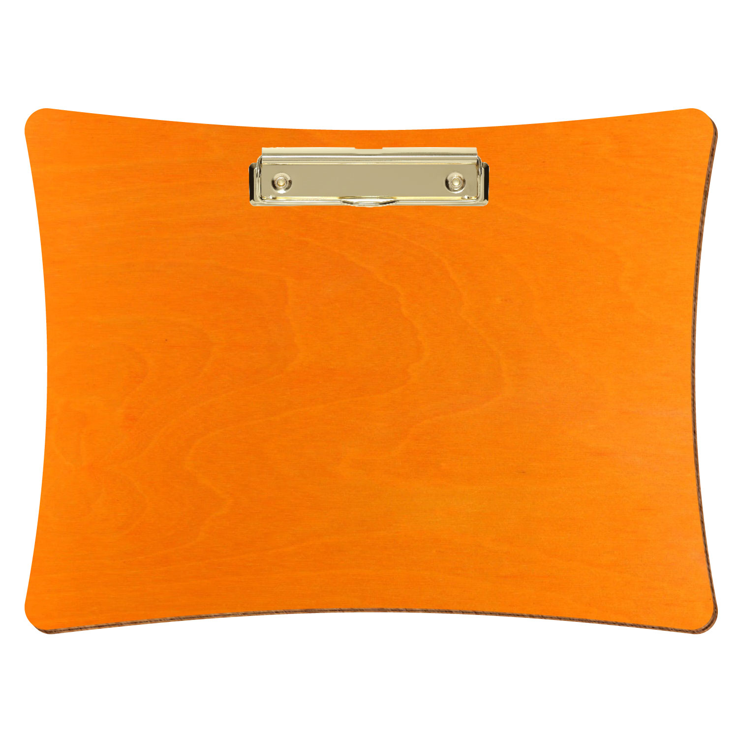 Bütic Holz-Klemmbrett konkav -orange- A4 querkant mit goldener Bügelklemme