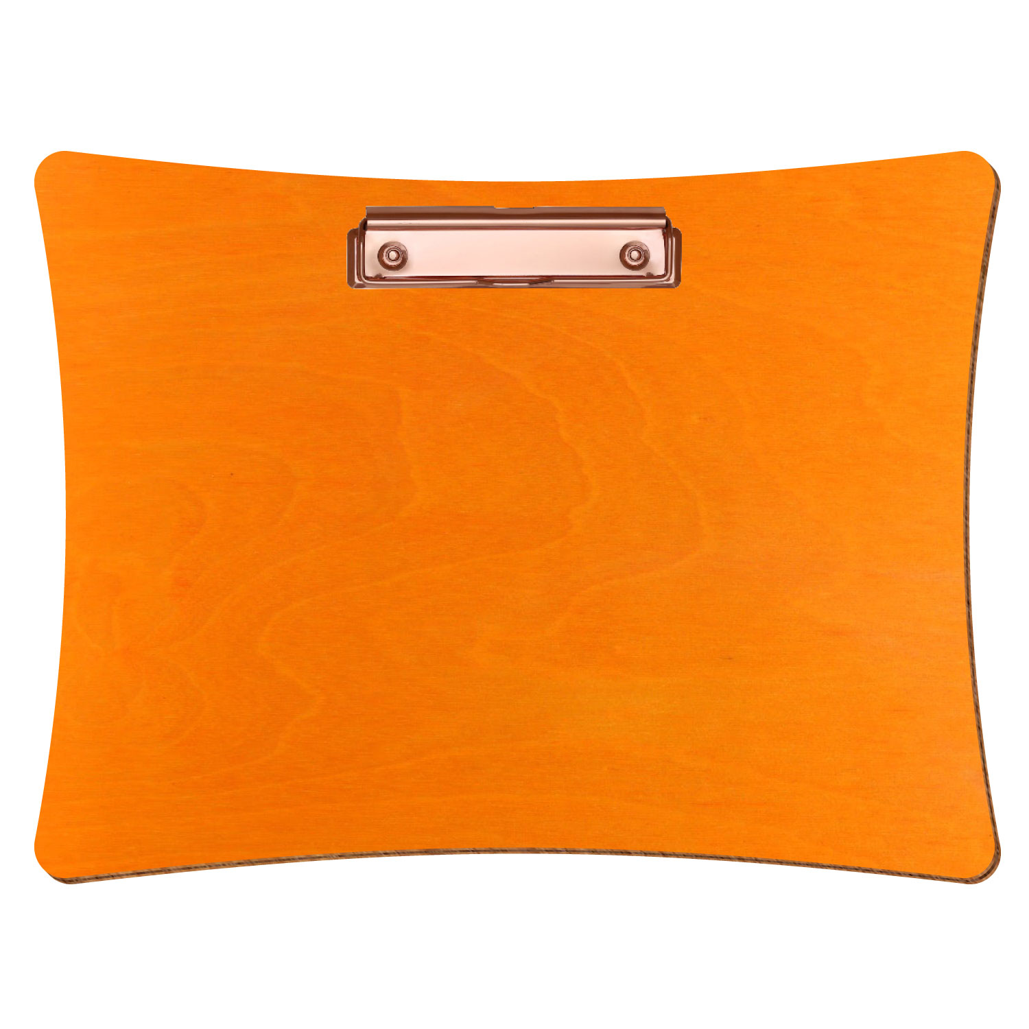 Bütic Holz-Klemmbrett konkav -orange- A4 querkant mit roségoldener Bügelklemme