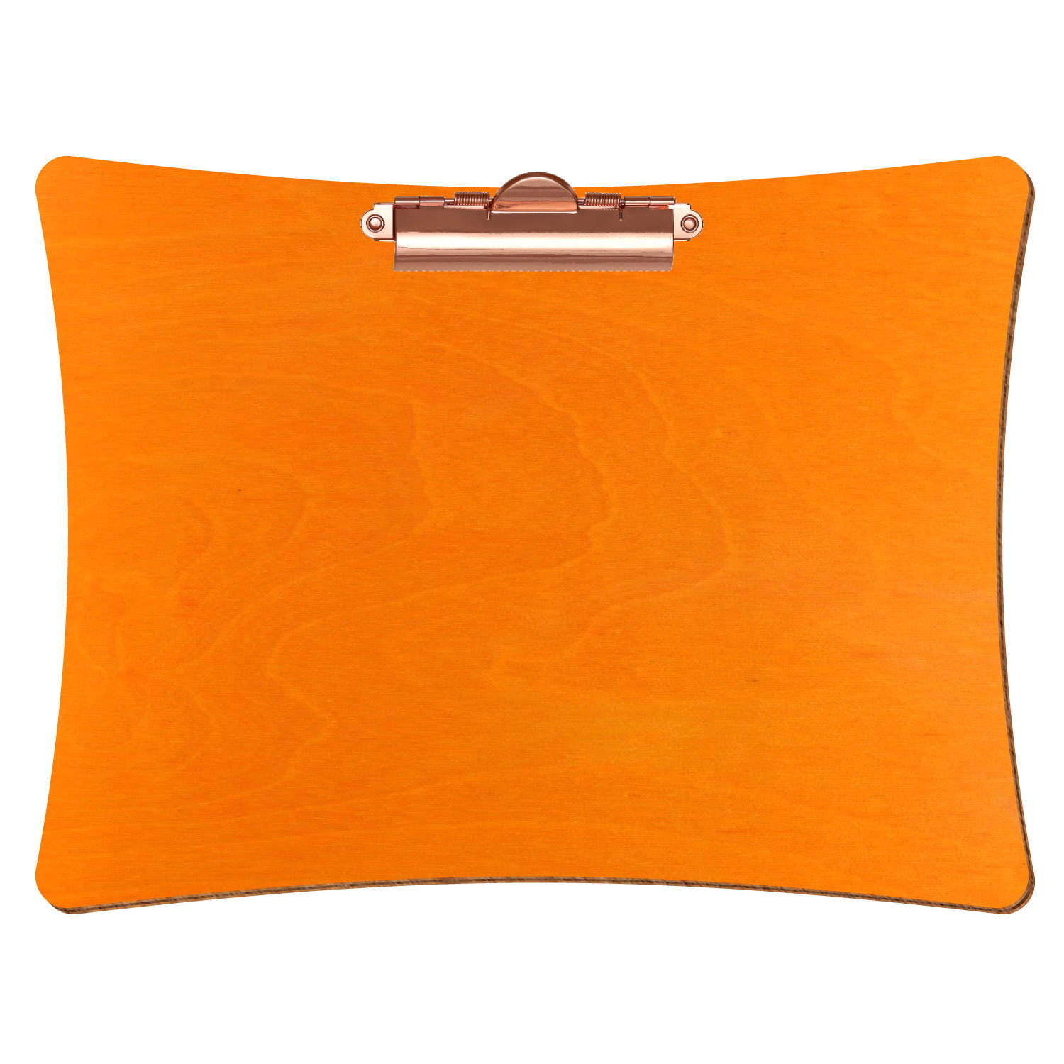 Bütic Holz-Klemmbrett konkav -orange- A4 querkant mit roségoldener Zahnklemme