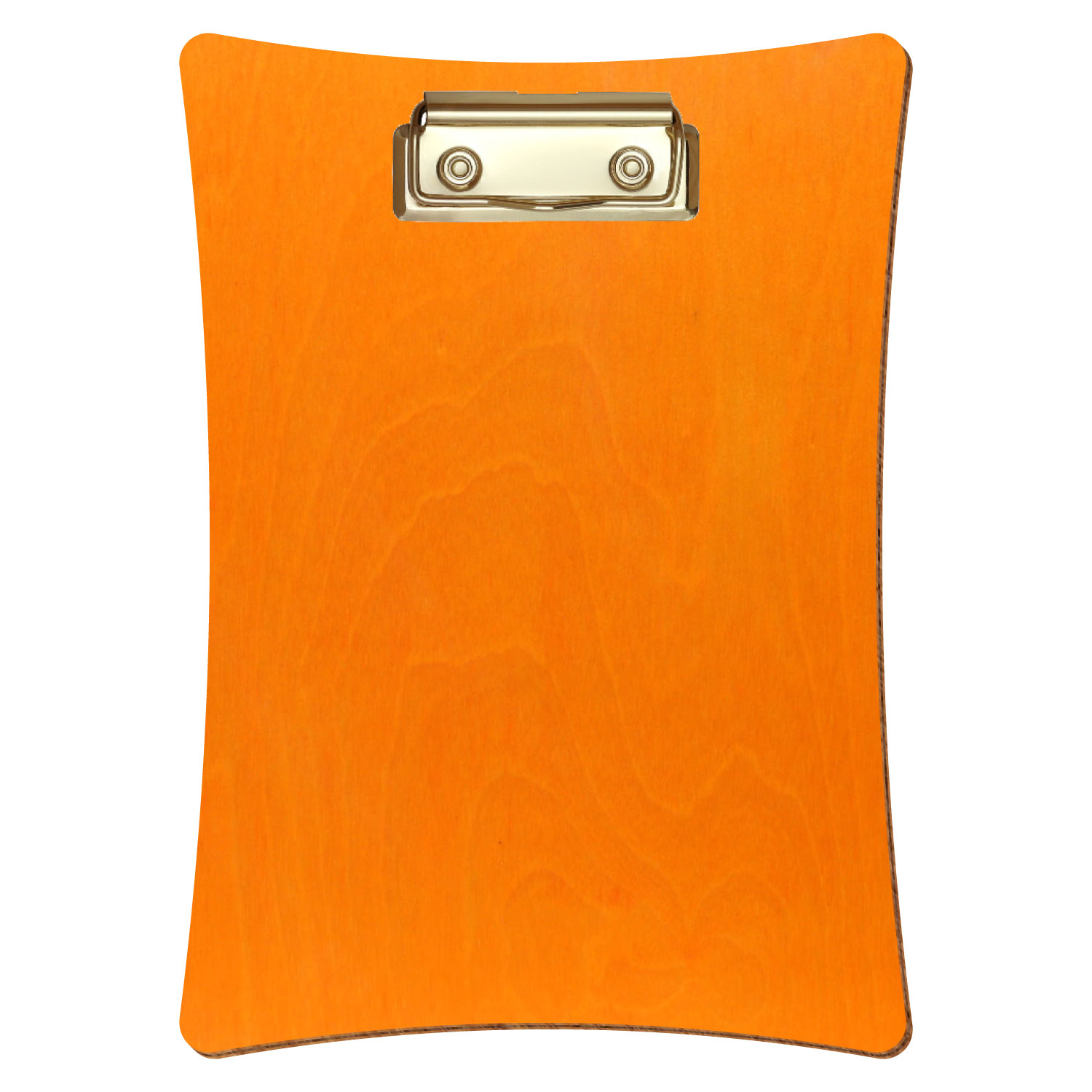 Bütic Holz-Klemmbrett konkav -orange- A5 hochkant mit goldener Bügelklemme