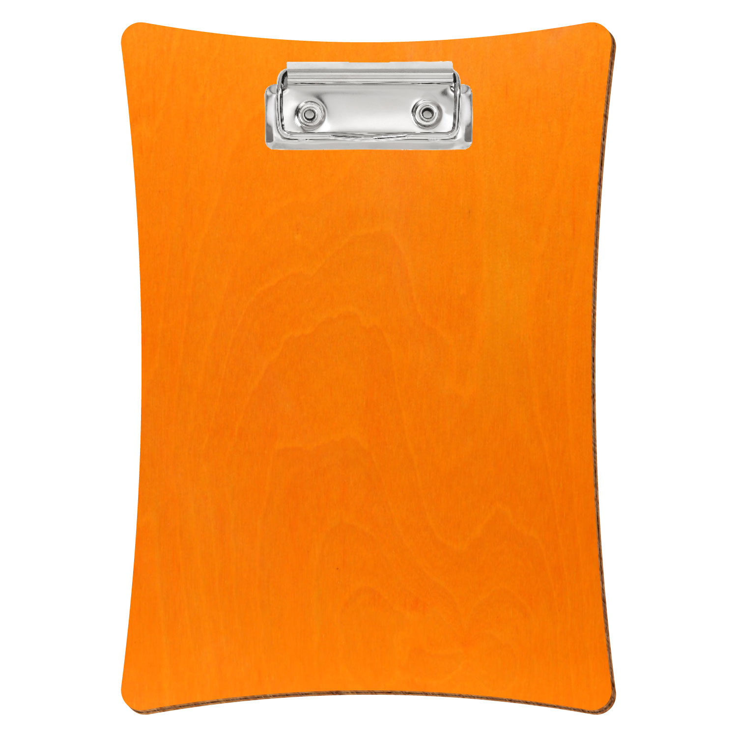 Bütic Holz-Klemmbrett konkav -orange- A5 hochkant mit silberner Bügelklemme