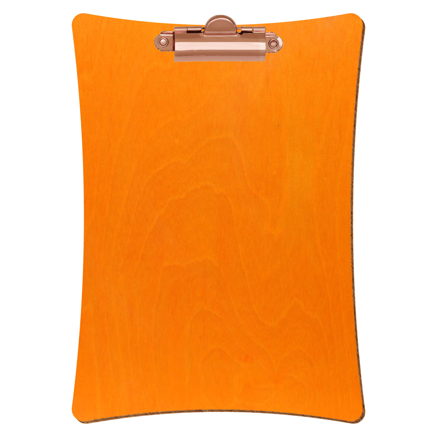 Bütic Holz-Klemmbrett konkav -orange- A5 hochkant mit roségoldener Zahnklemme