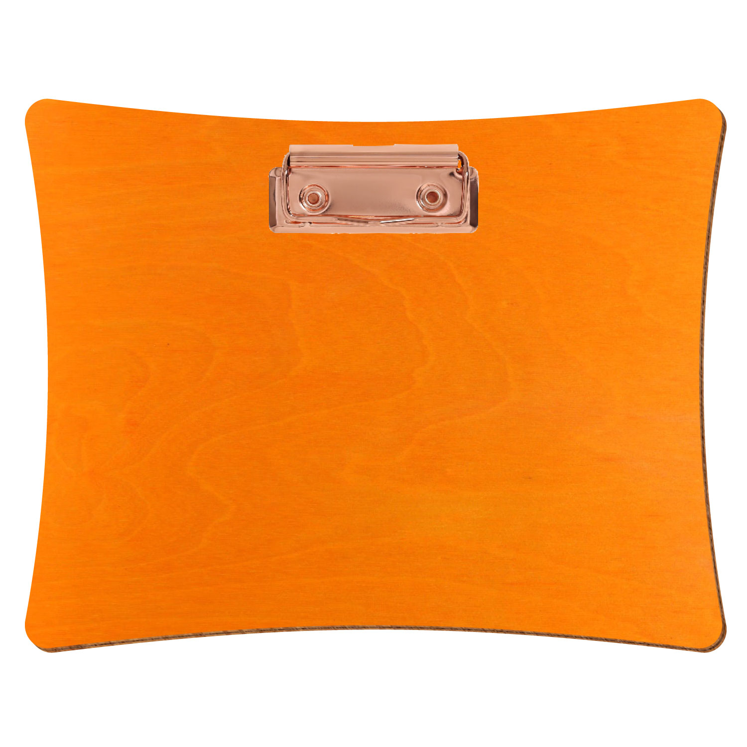Bütic Holz-Klemmbrett konkav -orange- A5 querkant mit roségoldener Bügelklemme