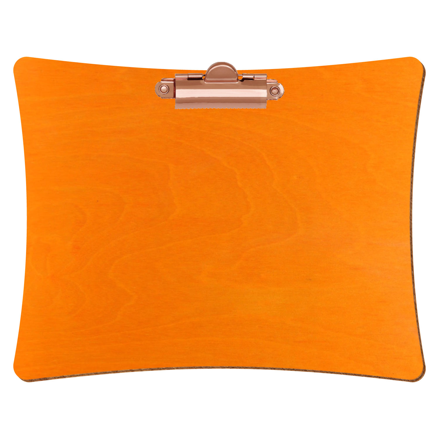 Bütic Holz-Klemmbrett konkav -orange- A5 querkant mit roségoldener Zahnklemme
