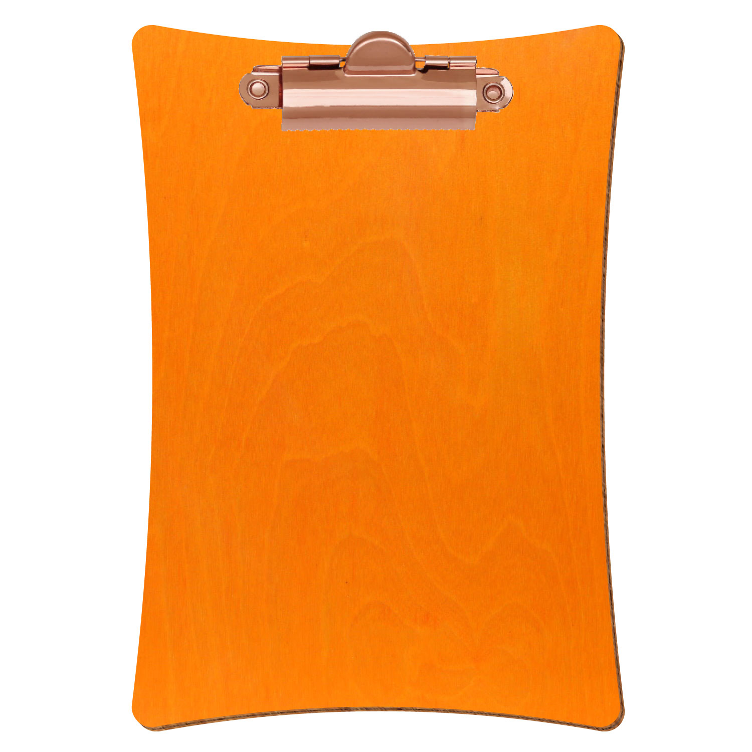Bütic Holz-Klemmbrett konkav -orange- A6 hochkant mit roségoldener Zahnklemme