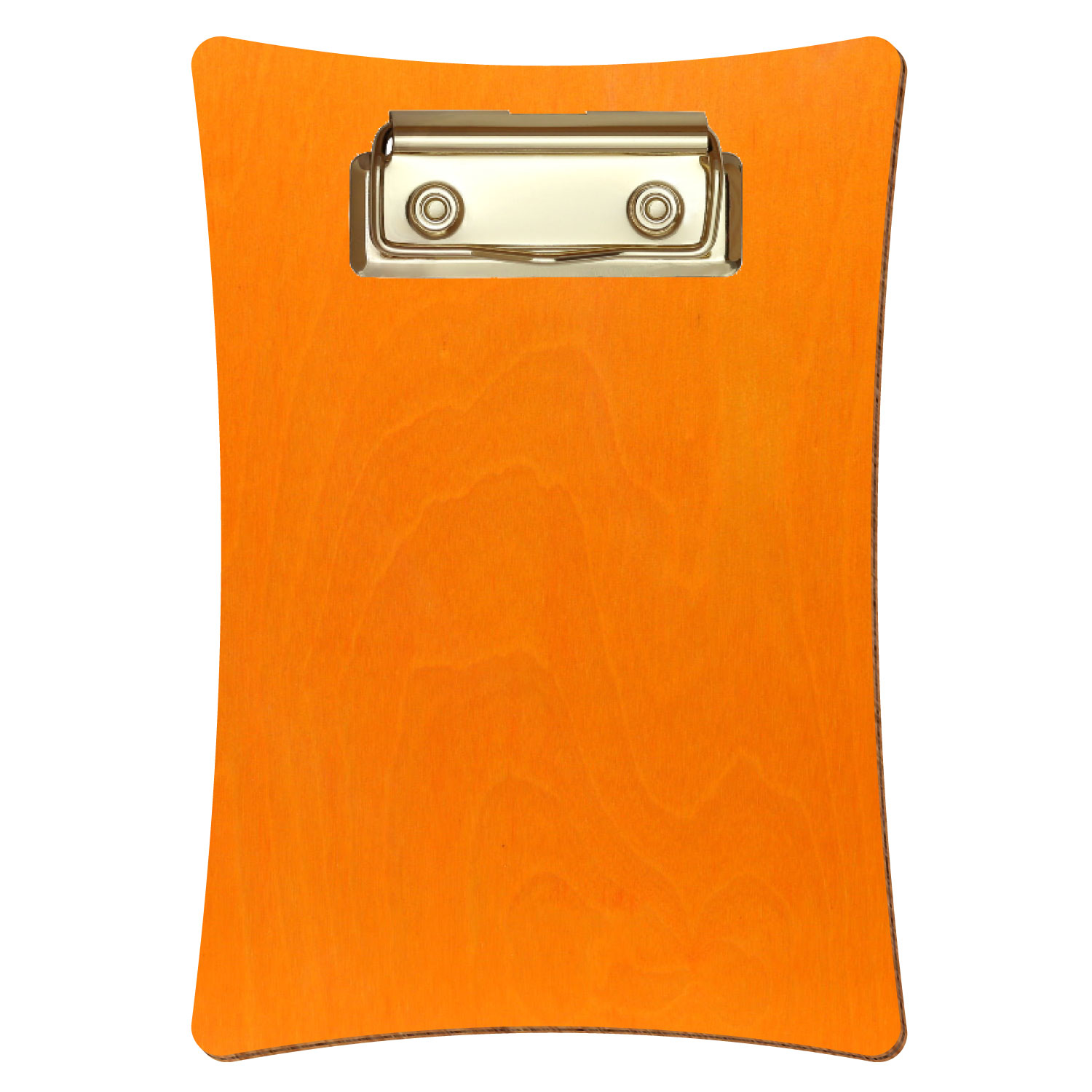 Bütic Holz-Klemmbrett konkav -orange- A6 hochkant mit goldener Bügelklemme