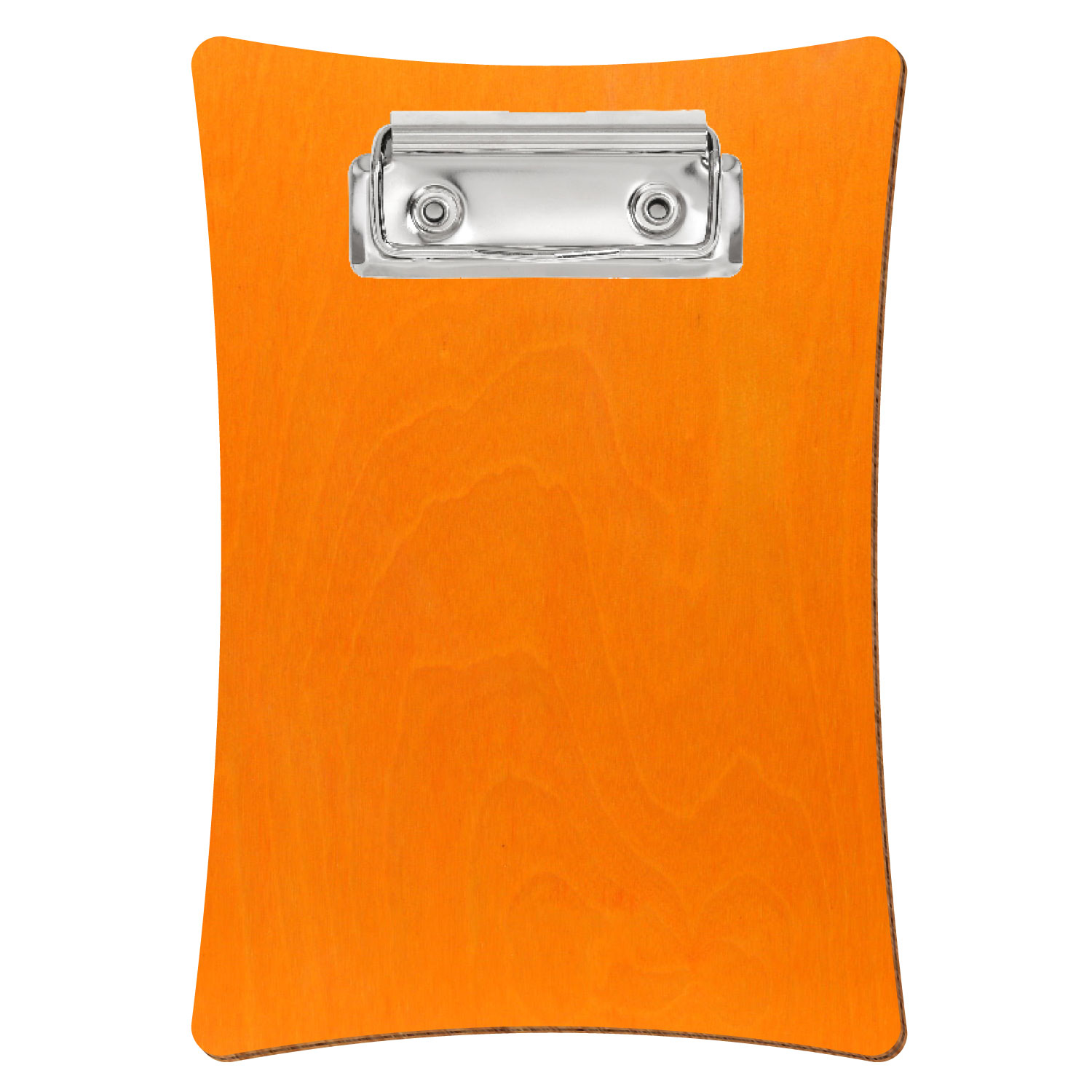 Bütic Holz-Klemmbrett konkav -orange- A6 hochkant mit silberner Bügelklemme