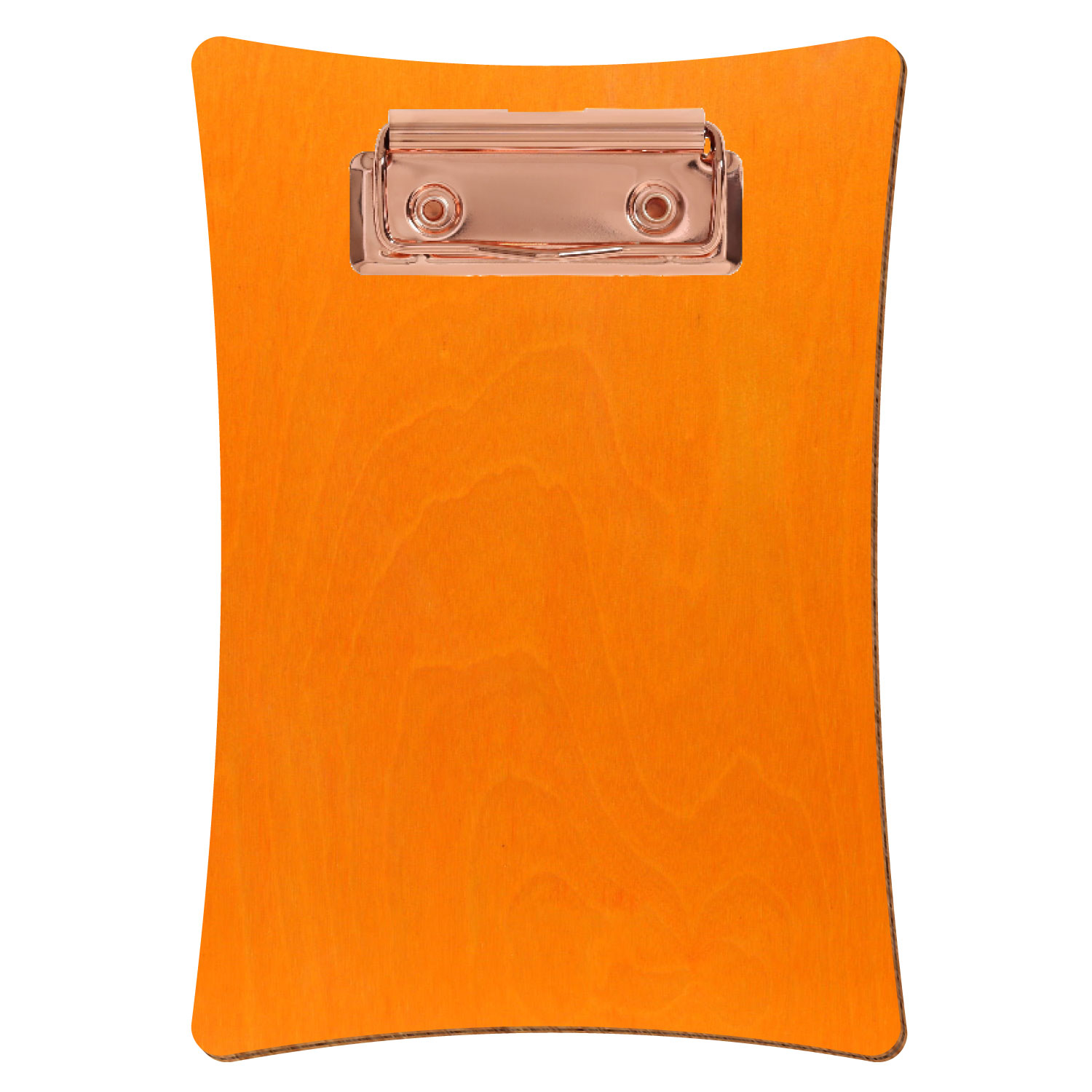 Bütic Holz-Klemmbrett konkav -orange- A6 hochkant mit roségoldener Bügelklemme