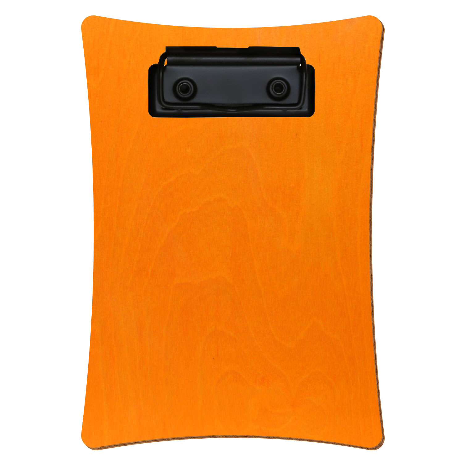 Bütic Holz-Klemmbrett konkav -orange- A6 hochkant mit schwarzer Bügelklemme