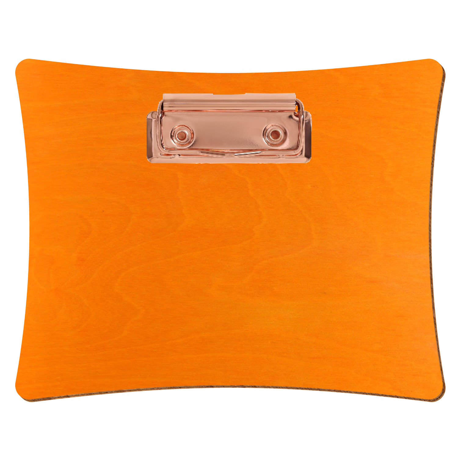 Bütic Holz-Klemmbrett konkav -orange- A6 querkant mit roségoldener Bügelklemme
