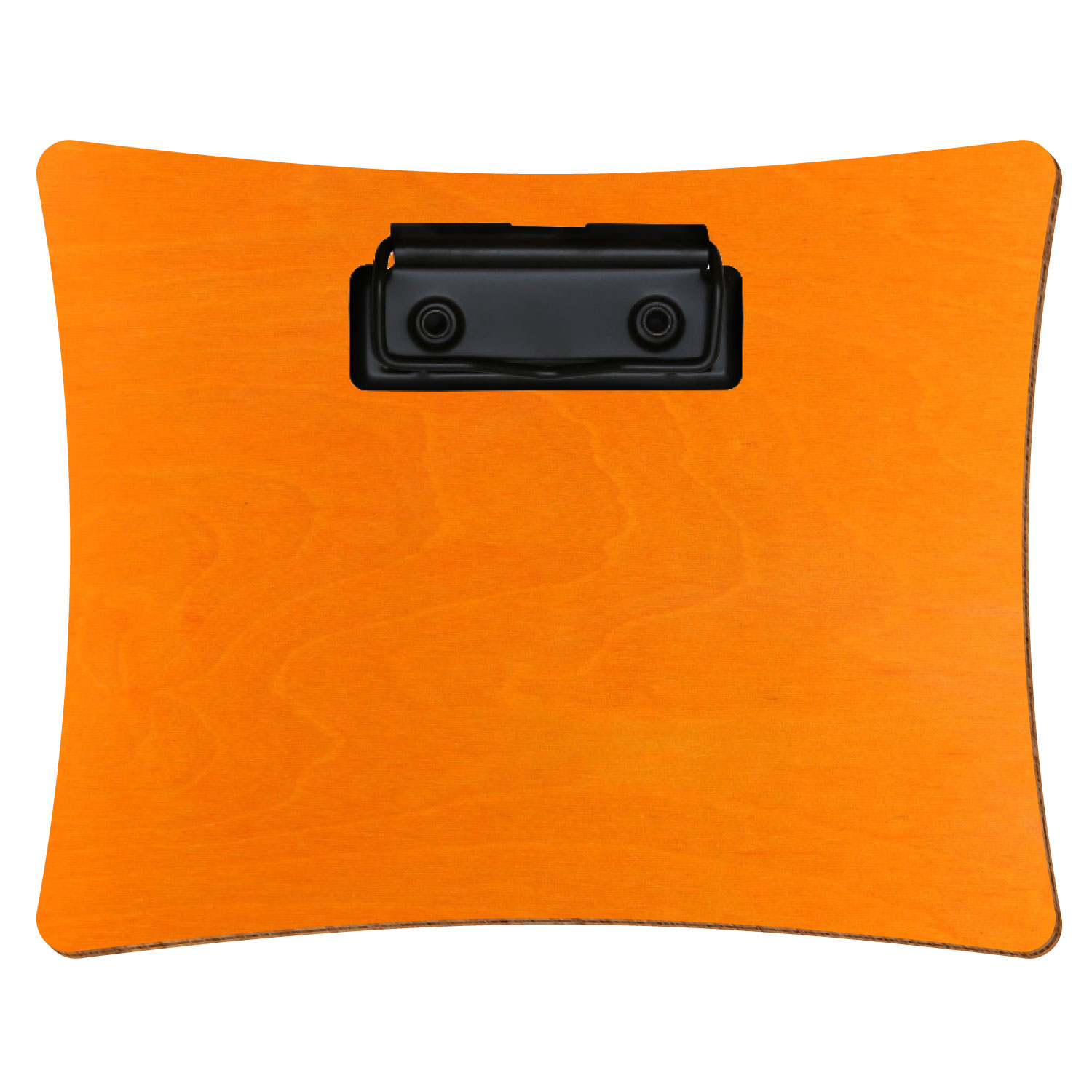Bütic Holz-Klemmbrett konkav -orange- A6 querkant mit schwarzer Bügelklemme