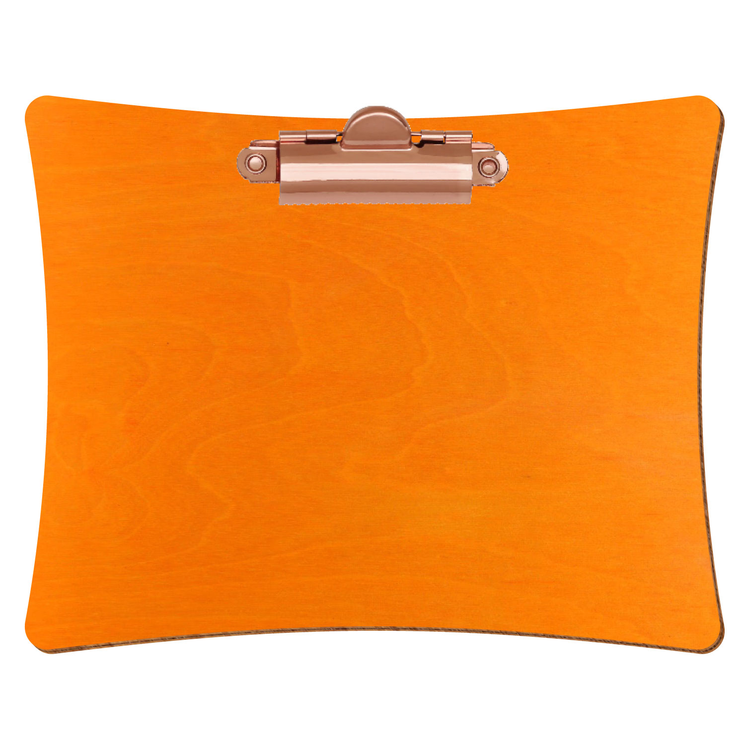 Bütic Holz-Klemmbrett konkav -orange- A6 querkant mit roségoldener Zahnklemme