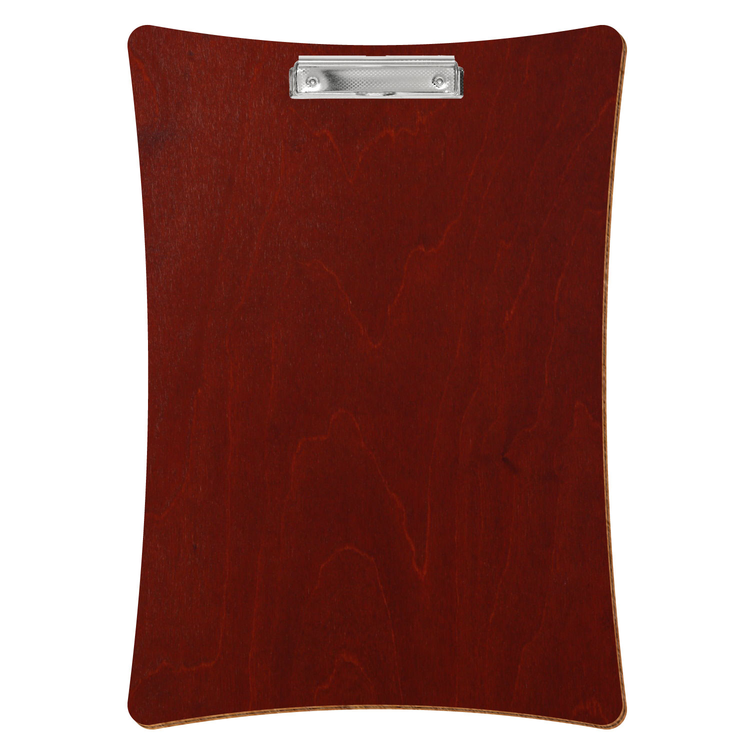 Bütic Holz-Klemmbrett konkav -Farbe Kirschbaum dunkel- A3 hochkant mit carbon-silberner Bügelklemme
