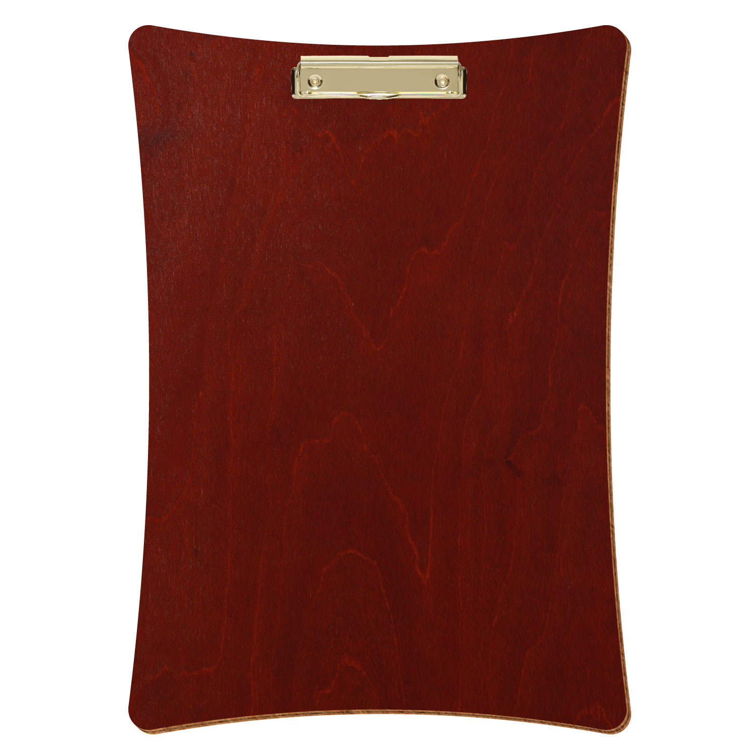 Bütic Holz-Klemmbrett konkav -Farbe Kirschbaum dunkel- A3 hochkant mit goldener Bügelklemme