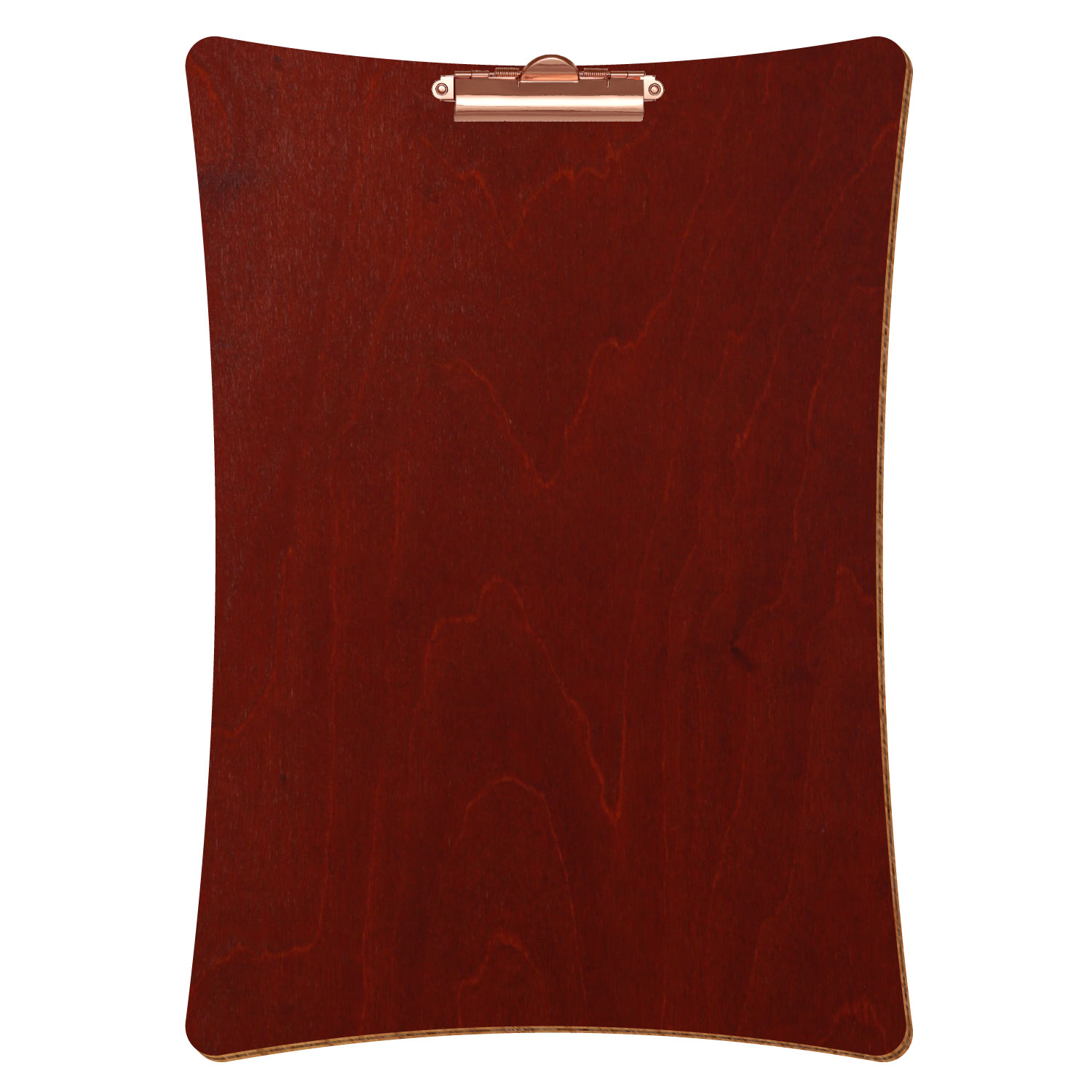Bütic Holz-Klemmbrett konkav -Farbe Kirschbaum dunkel- A3 hochkant mit roségoldener Zahnklemme