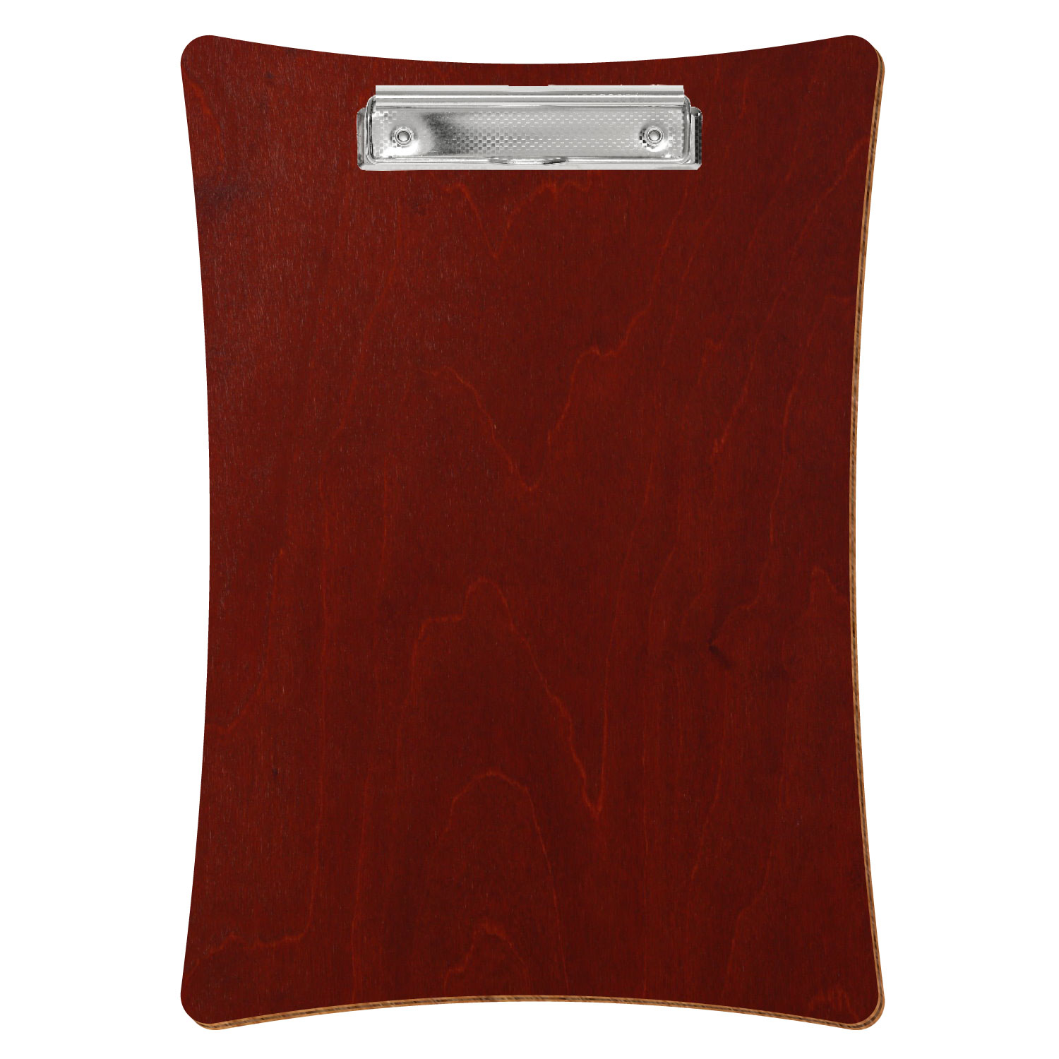Bütic Holz-Klemmbrett konkav -Farbe Kirschbaum dunkel- A4 hochkant mit carbon-silberner Bügelklemme