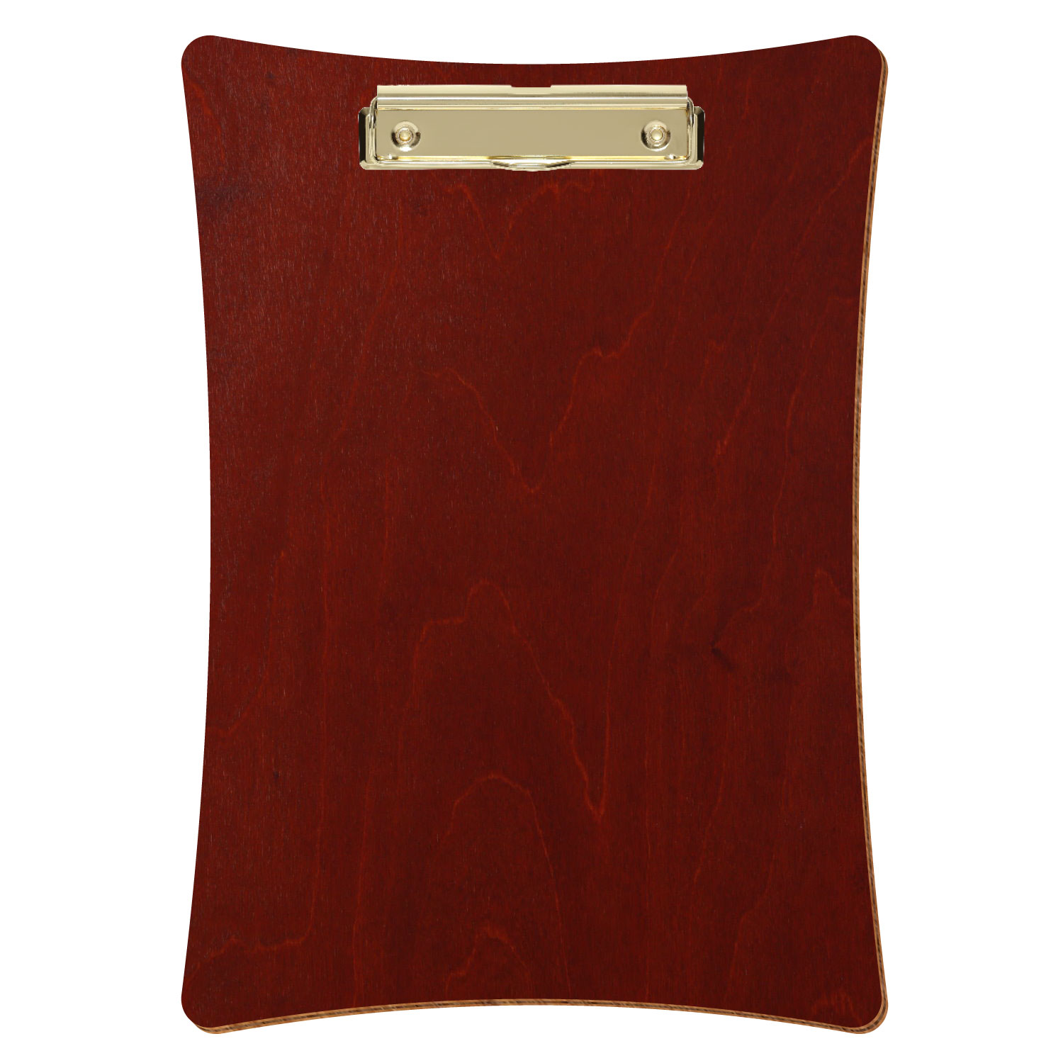 Bütic Holz-Klemmbrett konkav -Farbe Kirschbaum dunkel- A4 hochkant mit goldener Bügelklemme