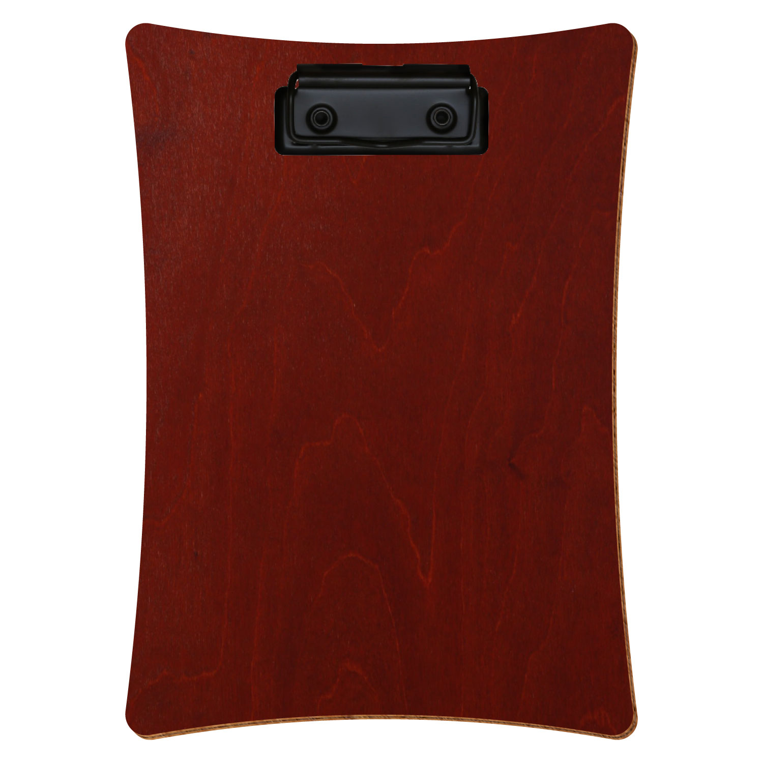 Bütic Holz-Klemmbrett konkav -Farbe Kirschbaum dunkel- A5 hochkant mit schwarzer Bügelklemme