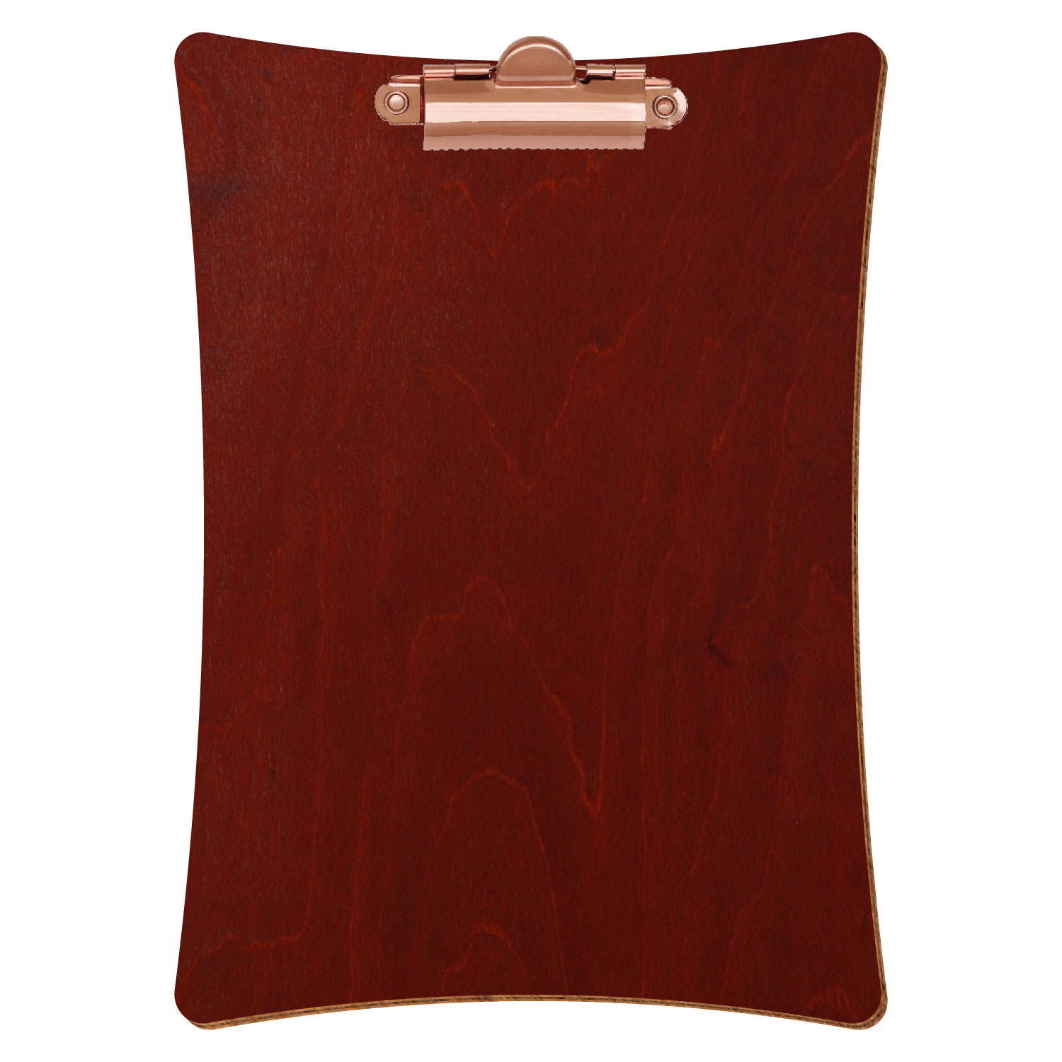 Bütic Holz-Klemmbrett konkav -Farbe Kirschbaum dunkel- A5 hochkant mit roségoldener Zahnklemme