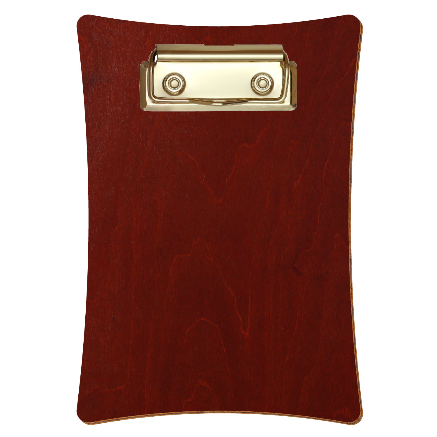 Bütic Holz-Klemmbrett konkav -Farbe Kirschbaum dunkel- A6 hochkant mit goldener Bügelklemme