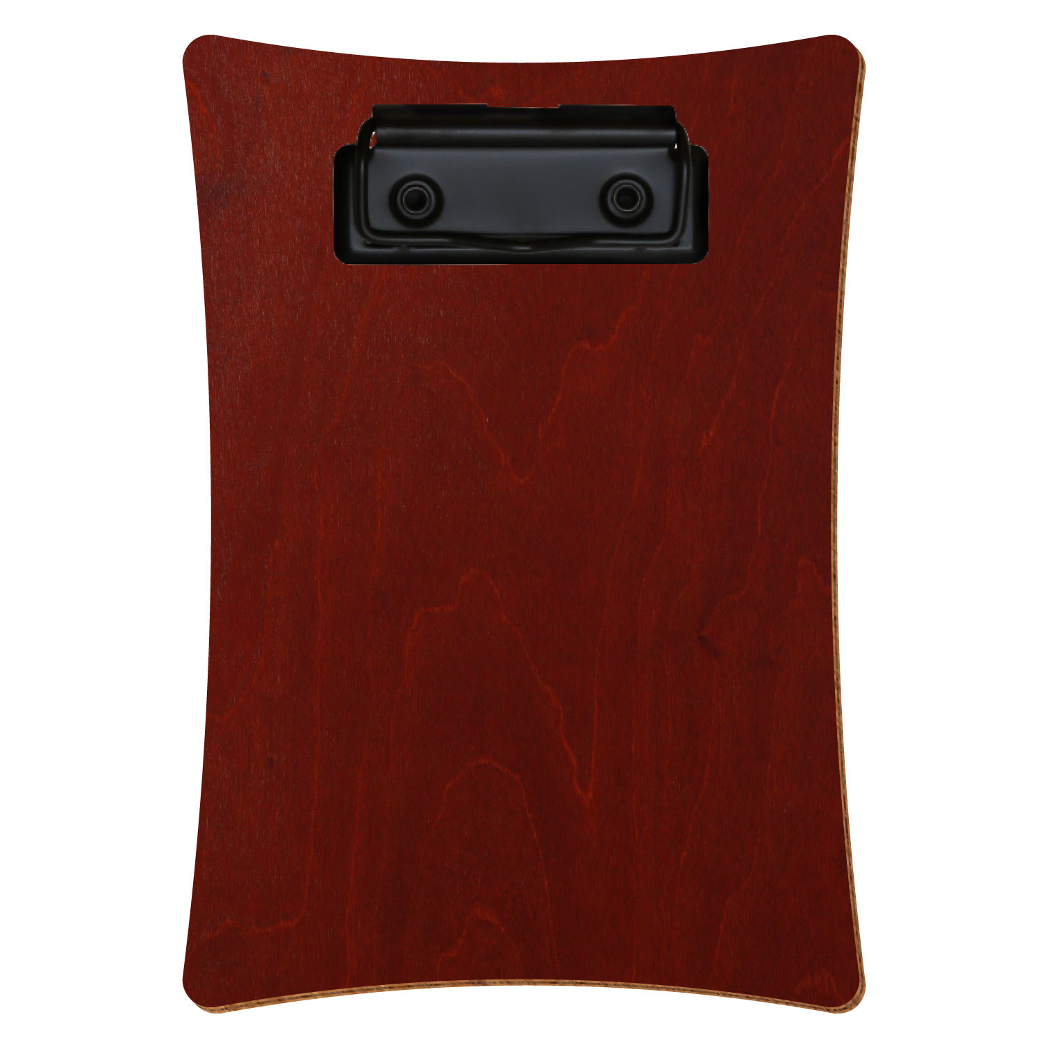 Bütic Holz-Klemmbrett konkav -Farbe Kirschbaum dunkel- A6 hochkant mit schwarzer Bügelklemme