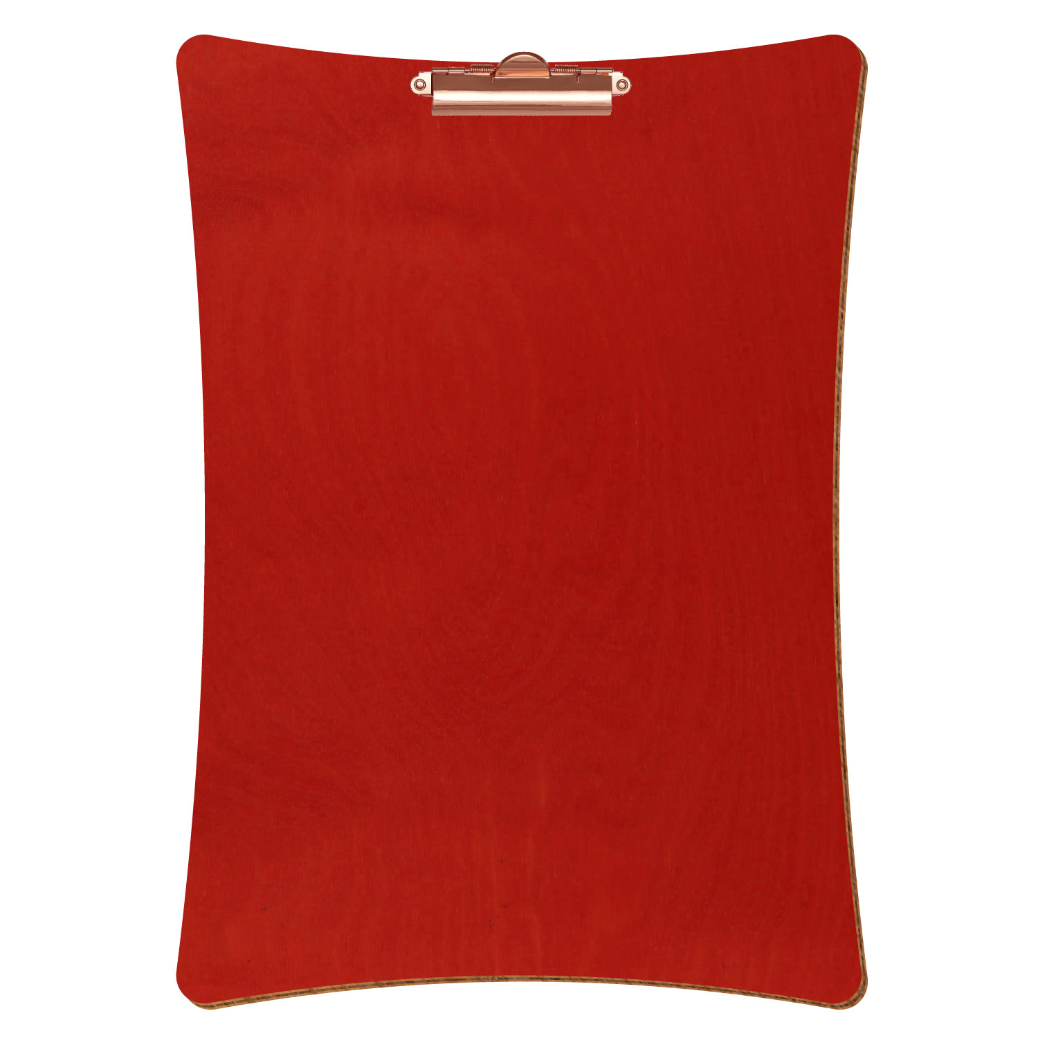 Bütic Holz-Klemmbrett konkav -rot- A3 hochkant mit roségoldener Zahnklemme