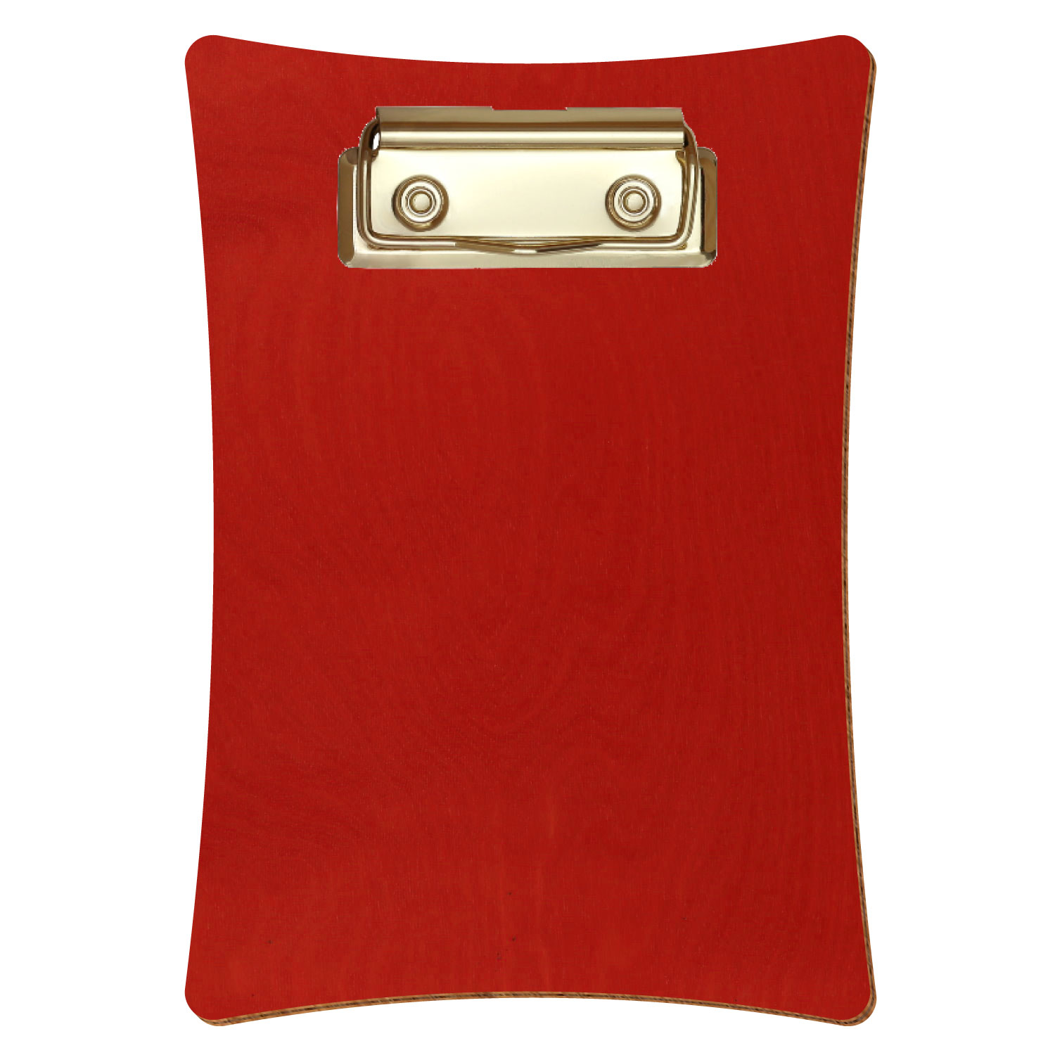 Bütic Holz-Klemmbrett konkav -rot- A6 hochkant mit goldener Bügelklemme