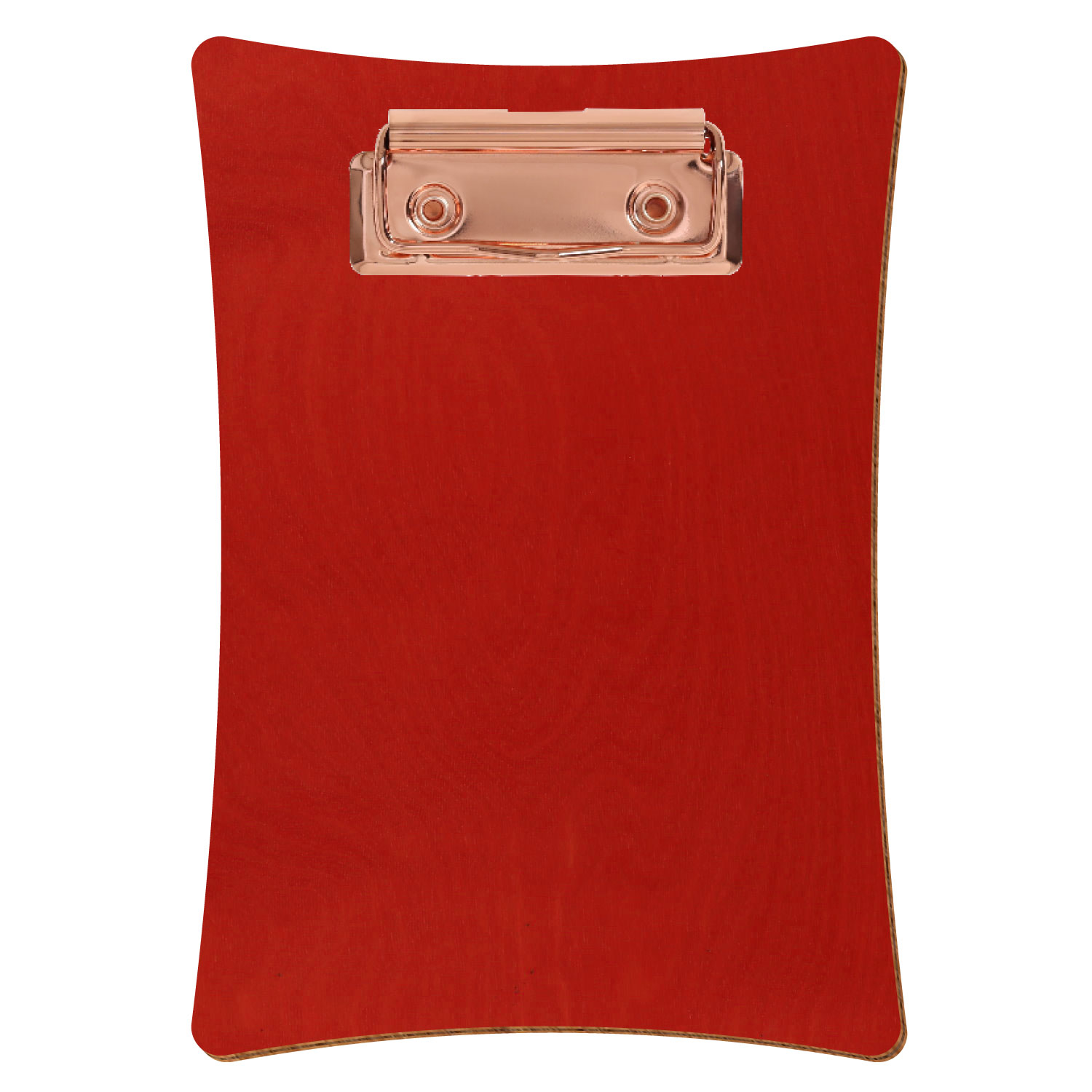 Bütic Holz-Klemmbrett konkav -rot- A6 hochkant mit roségoldener Bügelklemme