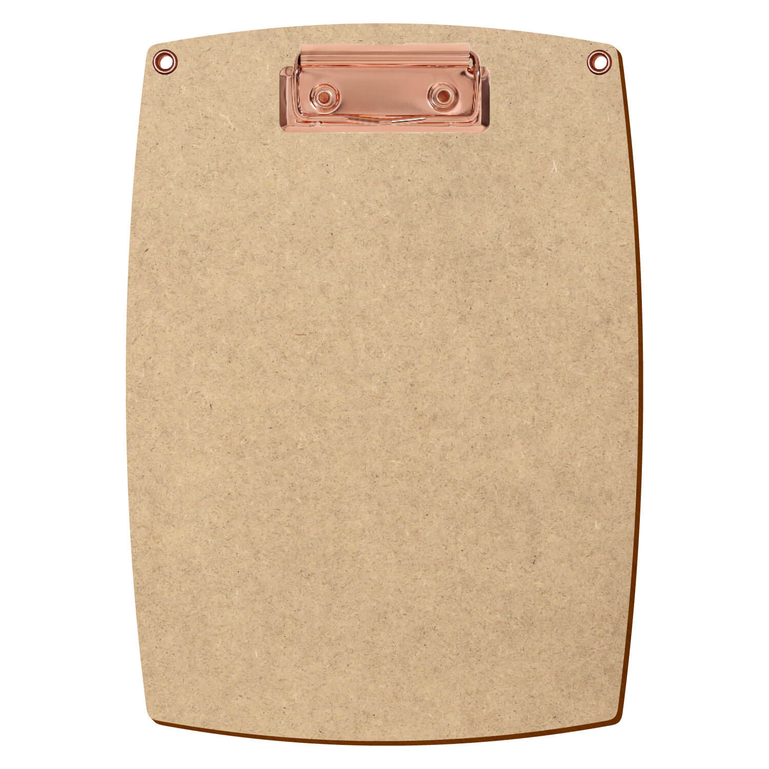 Bütic Holz MDF/HDF Klemmbrett konvex mit Aufhängeösen in A5 hochkant mit roségoldener Bügelklemme