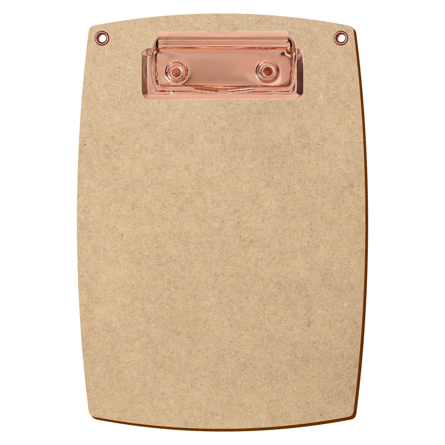 Bütic Holz MDF/HDF Klemmbrett konvex mit Aufhängeösen in A6 hochkant mit roségoldener Bügelklemme