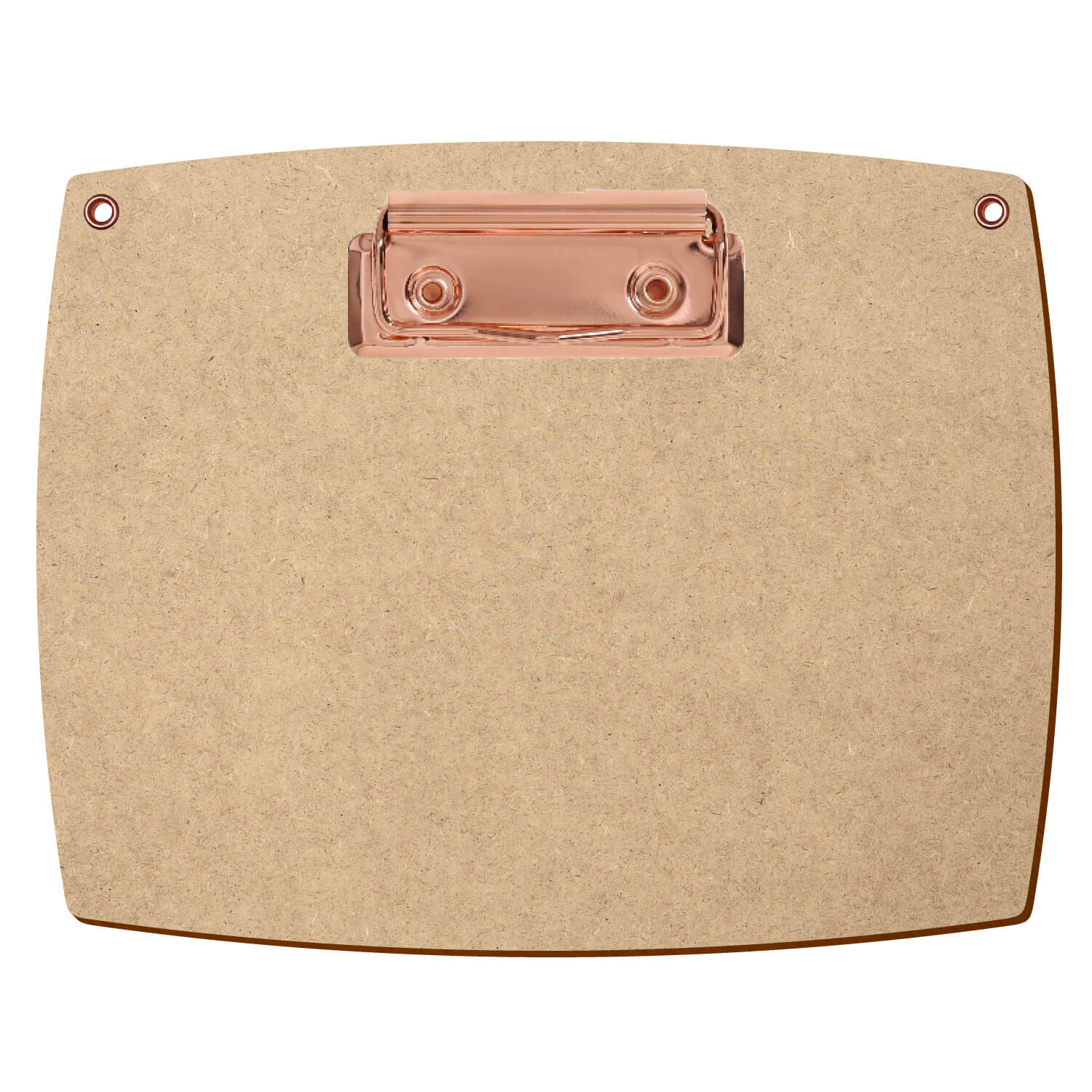 Bütic Holz MDF/HDF Klemmbrett konvex mit Aufhängeösen in A6 querkant mit roségoldener Bügelklemme