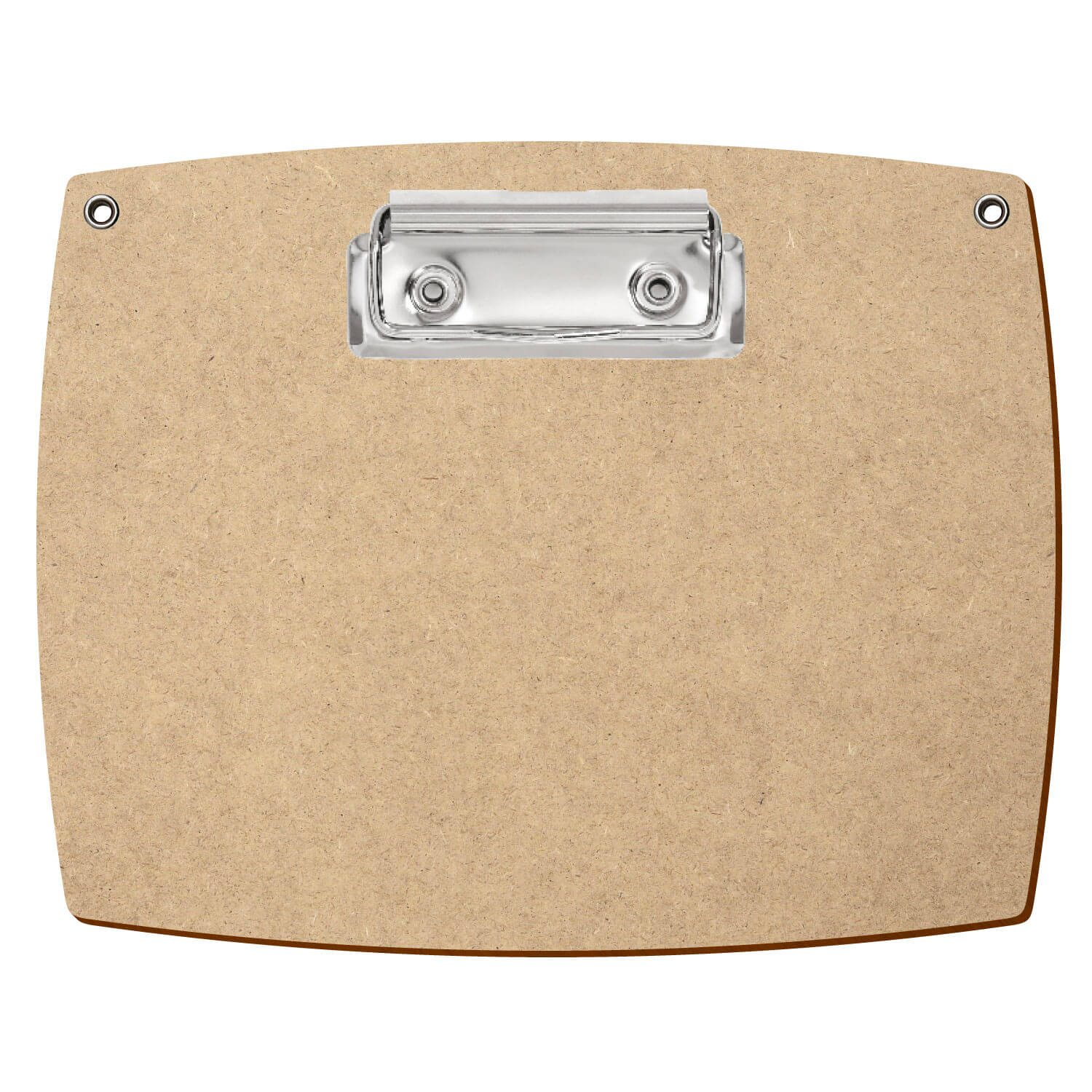 Bütic Holz MDF/HDF Klemmbrett konvex mit Aufhängeösen in A6 querkant mit silberner Bügelklemme