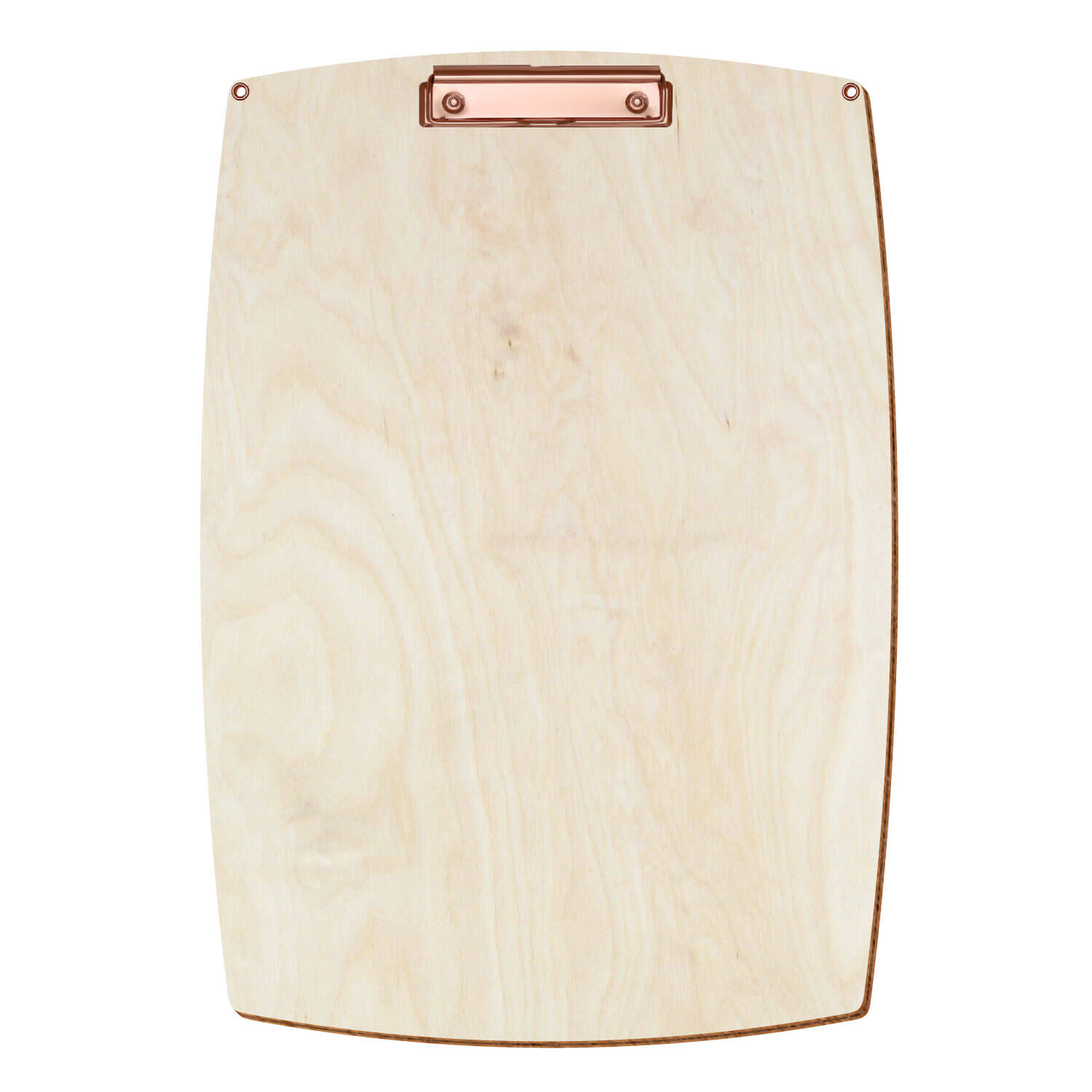 Bütic Holz-Klemmbrett konvex naturfarben mit Aufhängeösen in A3 hochkant mit roségoldener Bügelklemme