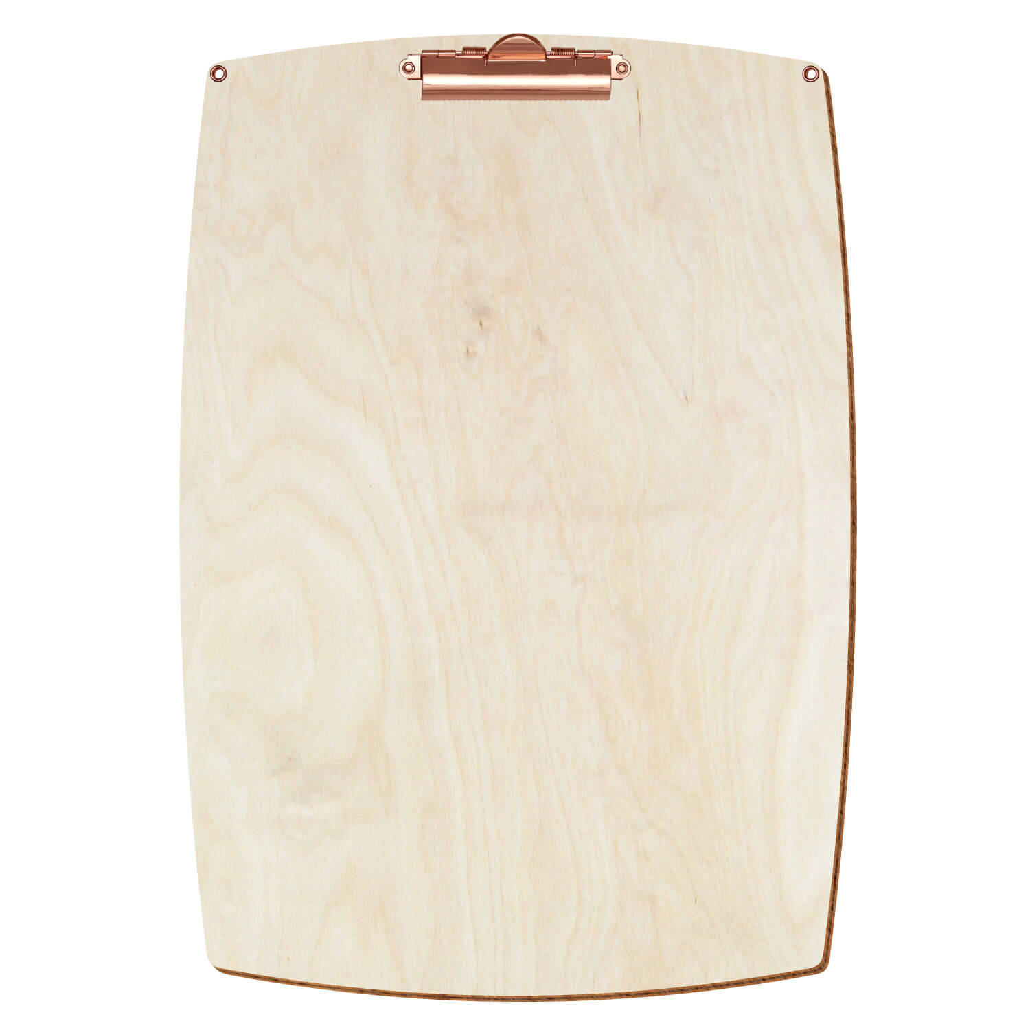Bütic Holz-Klemmbrett konvex naturfarben mit Aufhängeösen in A3 hochkant mit roségoldener Zahnklemme