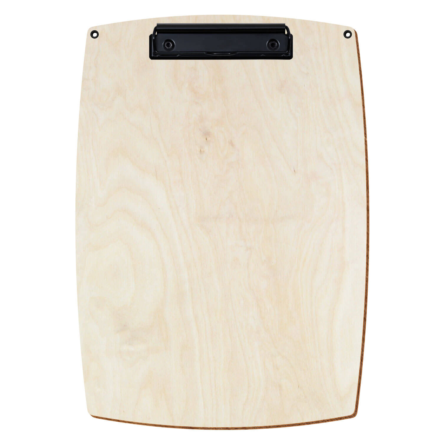 Bütic Holz-Klemmbrett konvex naturfarben mit Aufhängeösen in A4 hochkant mit schwarzer Bügelklemme