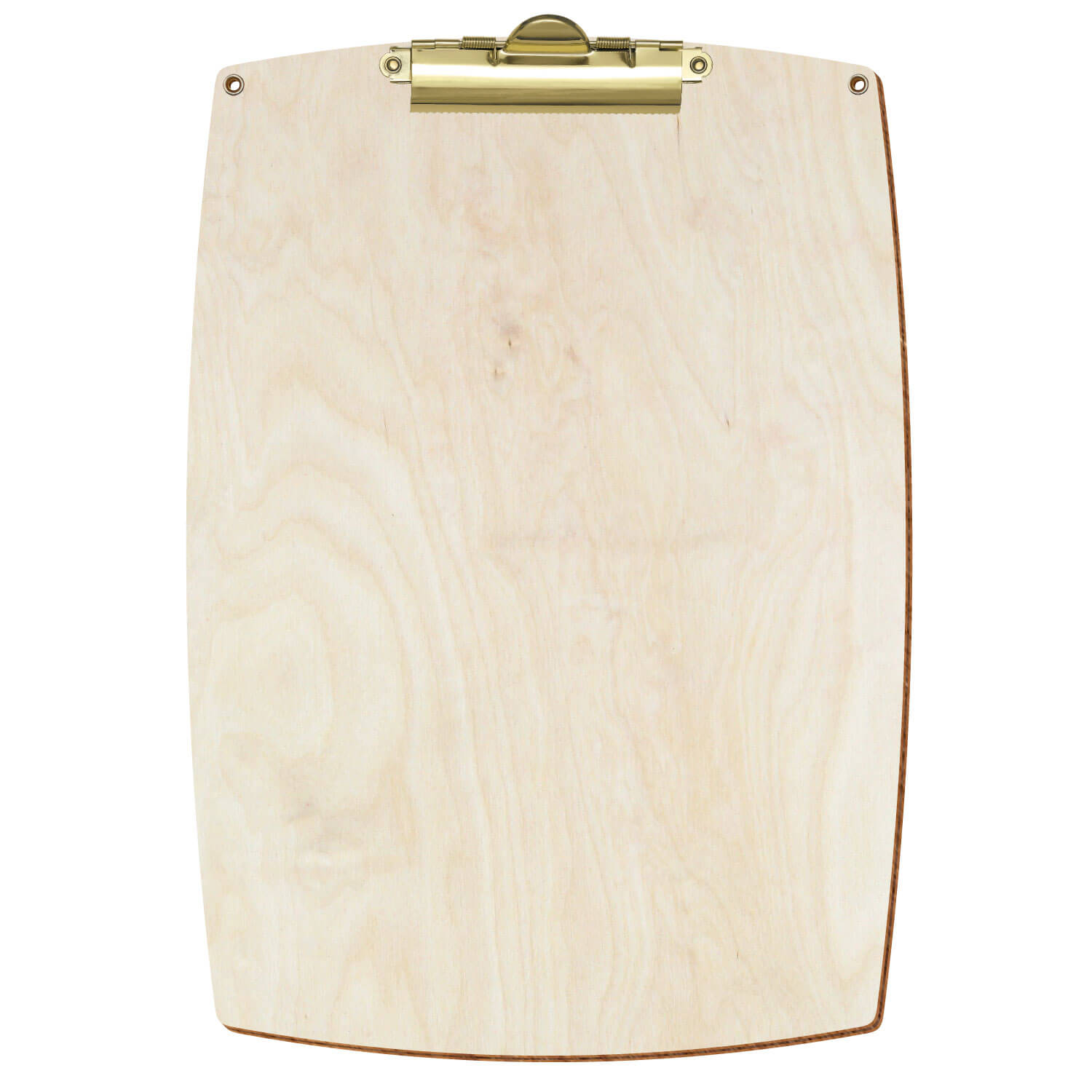 Bütic Holz-Klemmbrett konvex naturfarben mit Aufhängeösen in A4 hochkant mit goldener Zahnklemme