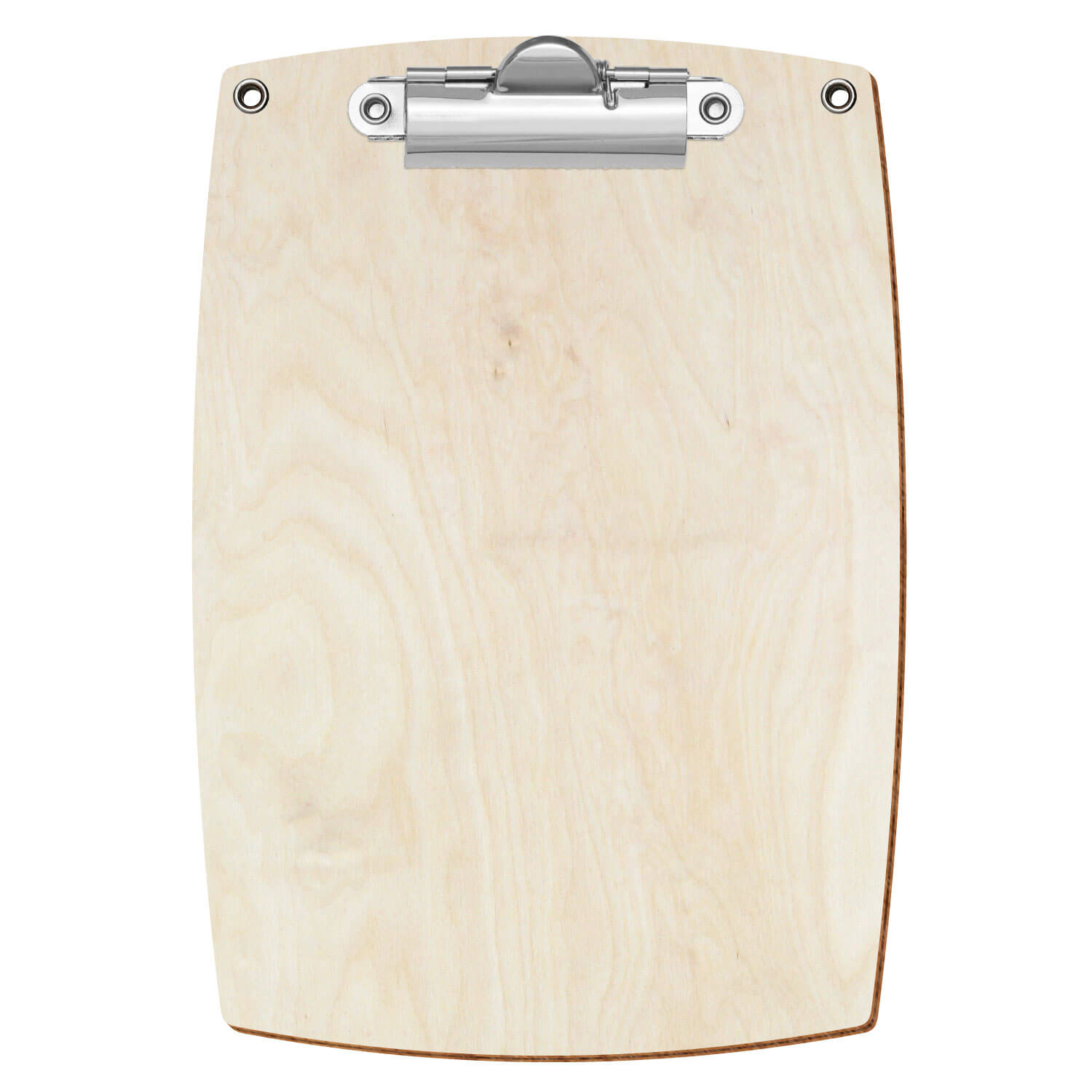 Bütic Holz-Klemmbrett konvex naturfarben mit Aufhängeösen in A6 hochkant mit silberner Zahnklemme
