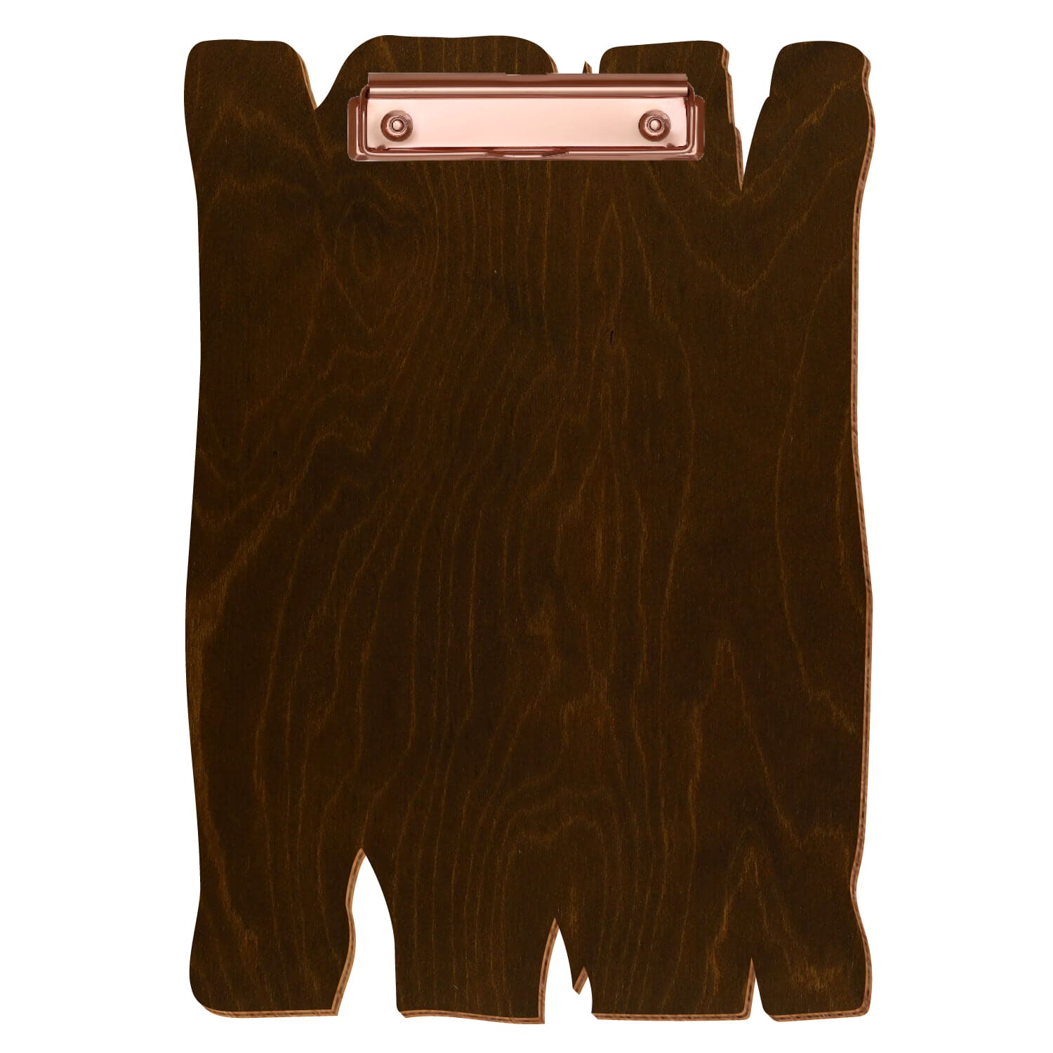 Klemmbrett Holzbrettform Eiche dunkel A4 hochkant Bügelklemme roségold